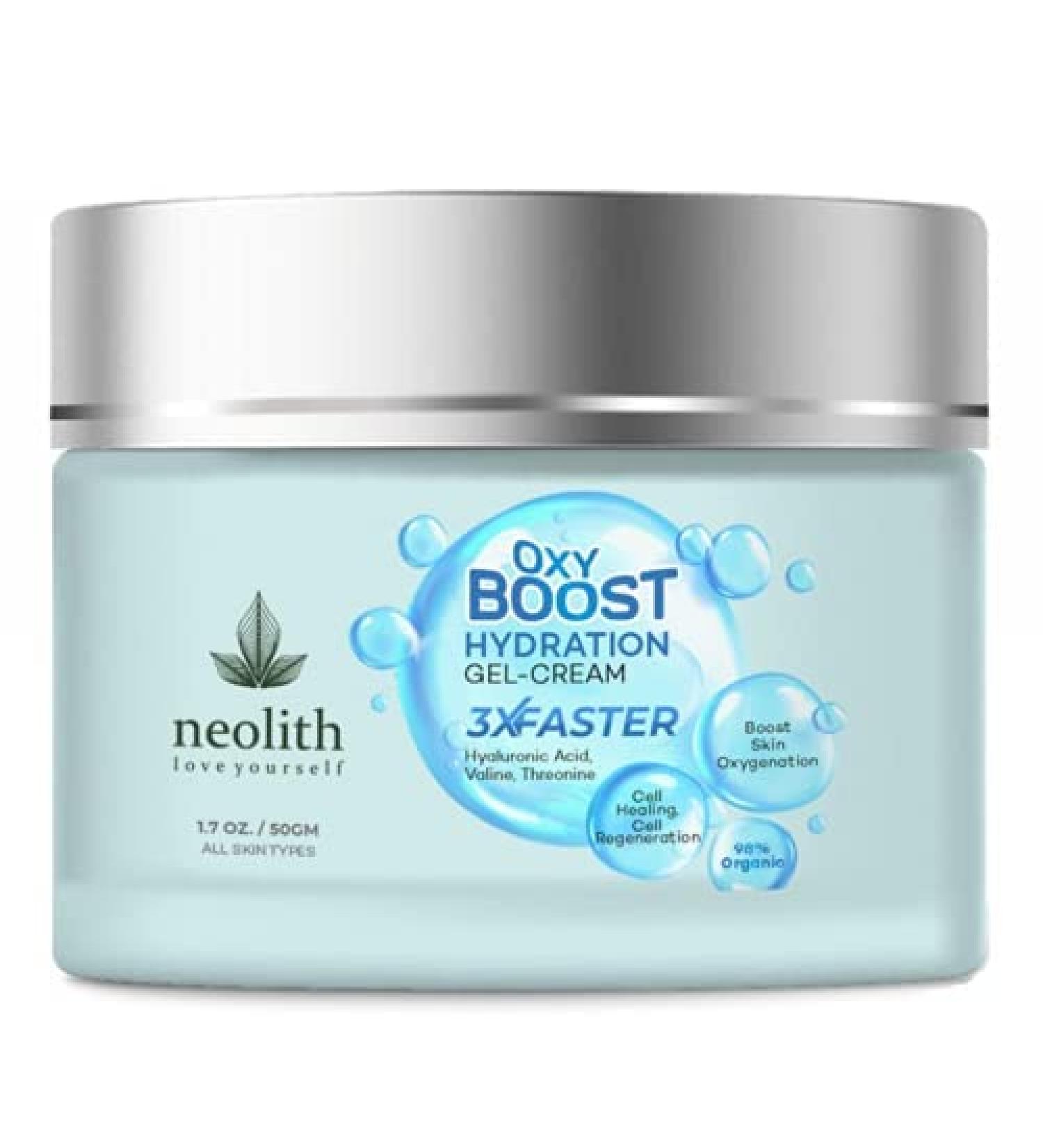 Neolith Oxy Boost Hyaluronic acid Hydration Gel Cream 98% Organic | Hydrating water gel based moisturizer for face | Cell Healing Cell regeneration Boost skin Oxygenation | 50 ML - Buy Online on GoSupps.com