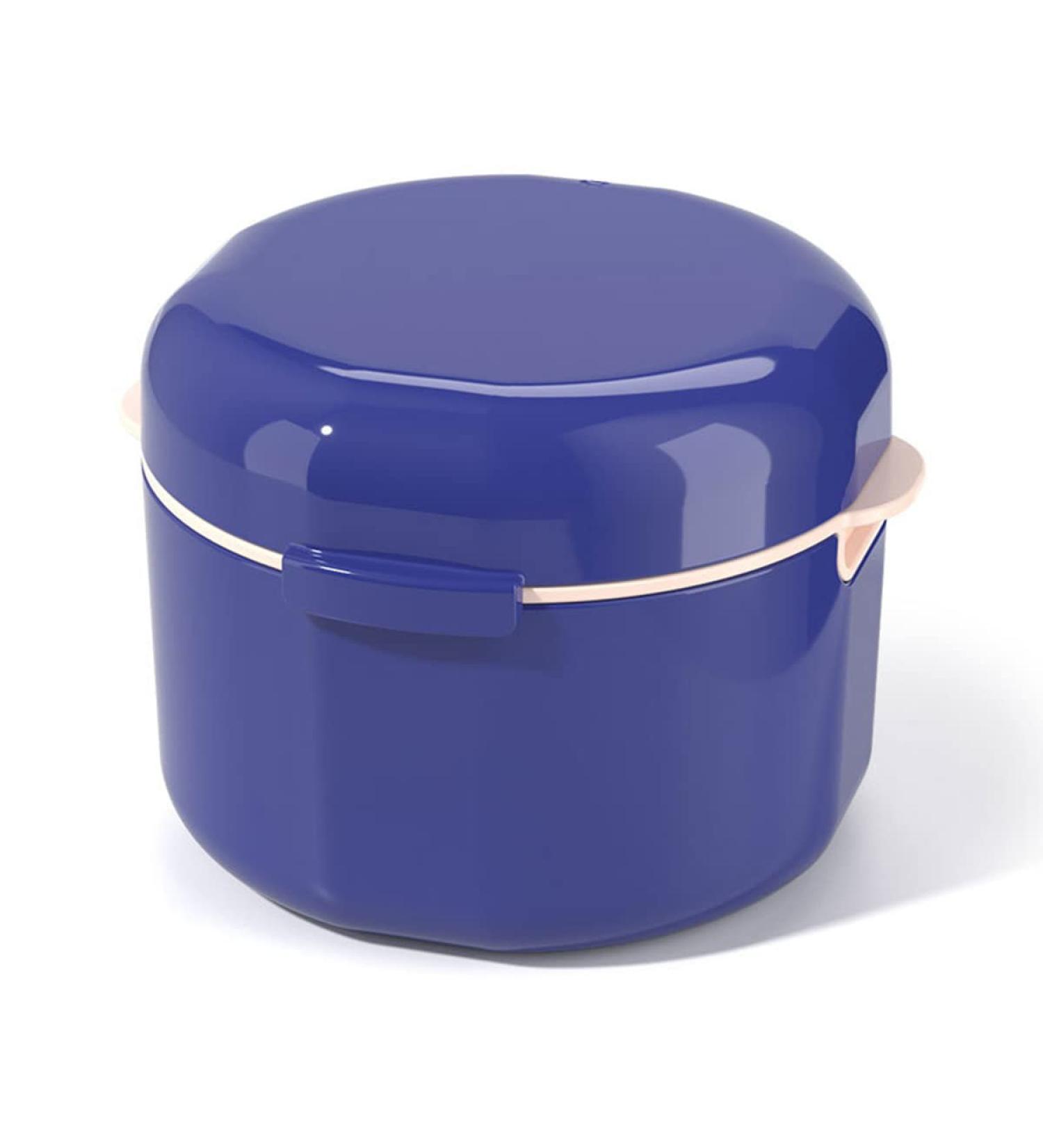 Binqilin Portable Denture Box for Artificial Teeth - Blue Storage Container with Sieve Basket for Cleaning & Bathing - Ideal for Soft Dentures - Buy Online on GoSupps.com