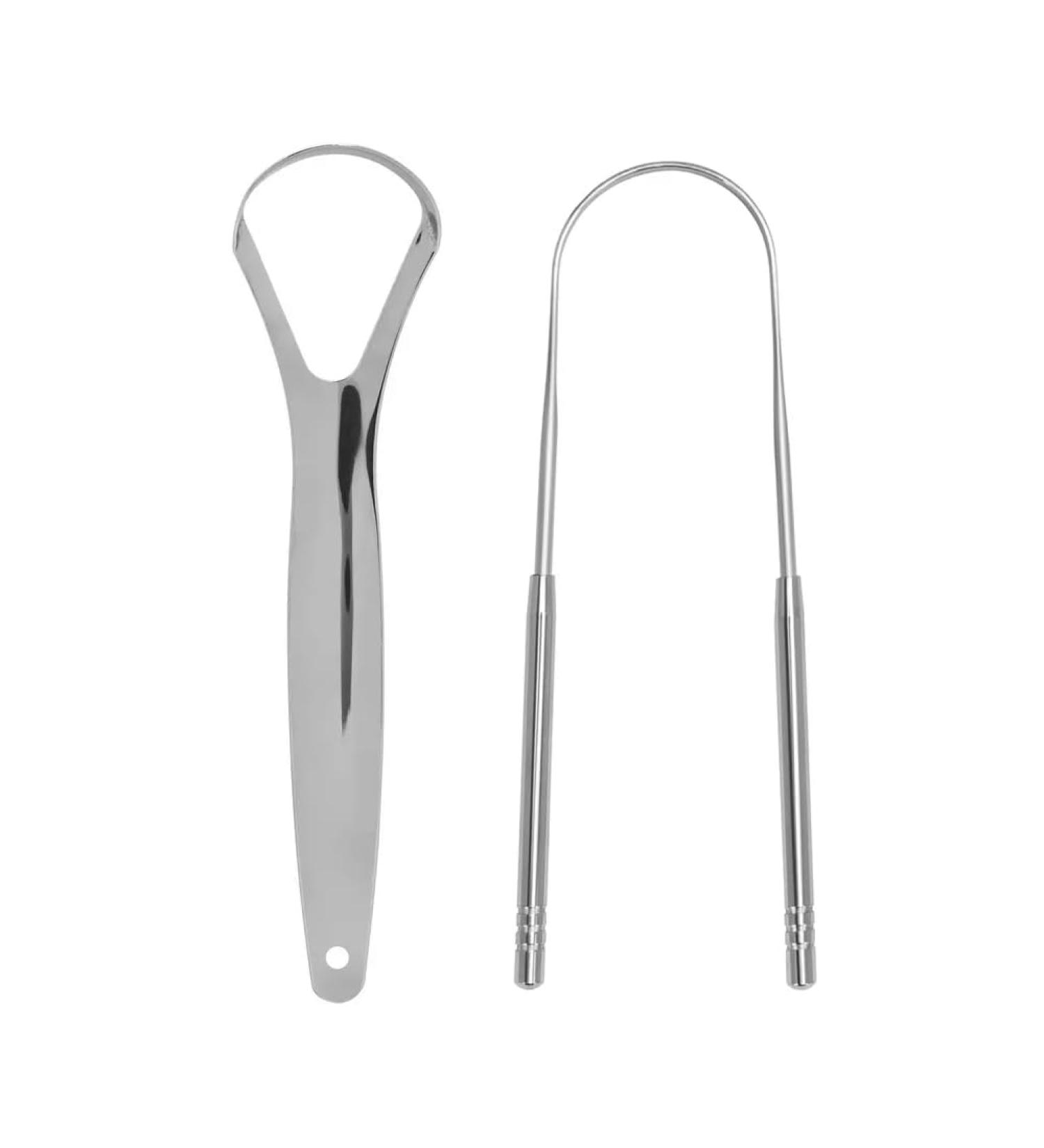 Stainless Steel Tongue Scraper for Adults - 2 Pack Tongue Cleaners for Bad Breath - 100% Metal Tongue Cleaner - Buy Online on GoSupps.com