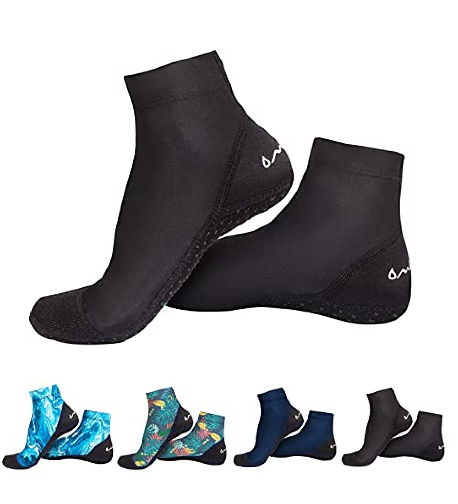OMGear Water Socks Beach Sand Volleyball Wetsuit Fin Booties Aqua Shoes - Black Medium - Buy Online on GoSupps.com