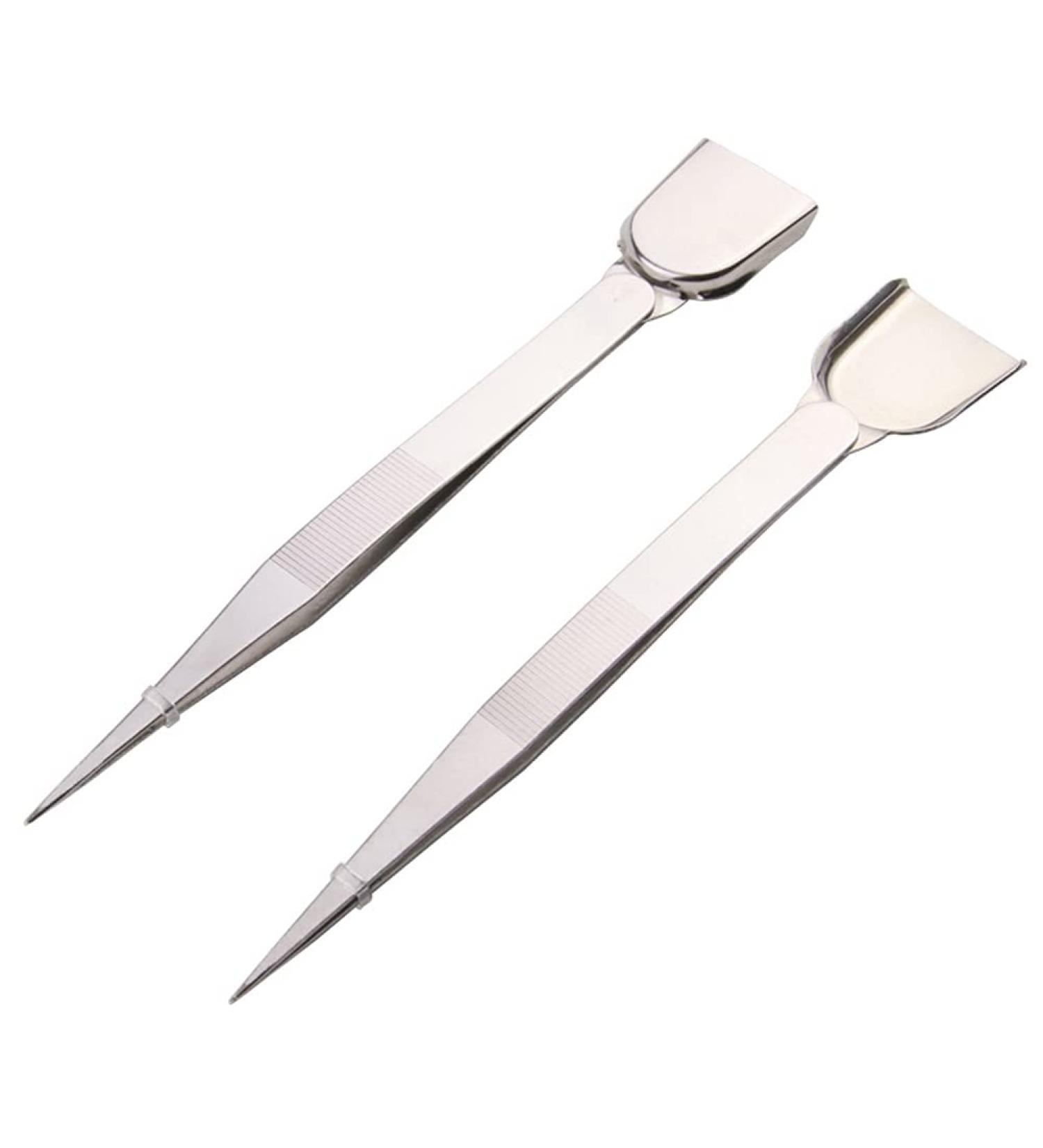 Stainless Steel Tweezers with Shovel - Gem & Jewelry Pick Up Tools (2 Pieces) - Buy Online on GoSupps.com