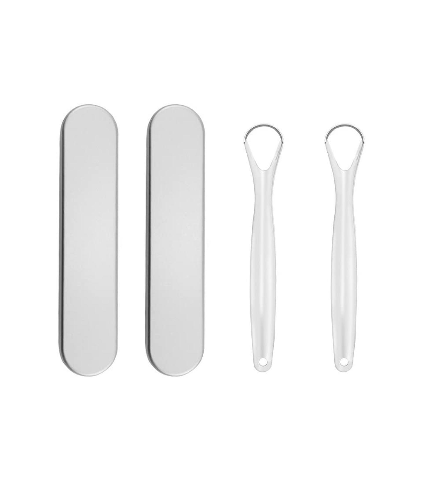 Terrysun 2 Pcs Stainless Steel Tongue Scraper Set with Storage Box - Professional Metal Scrapers for Oral Hygiene, Fresh Breath - Reduce Bad Breath Effectively - Buy Online on GoSupps.com