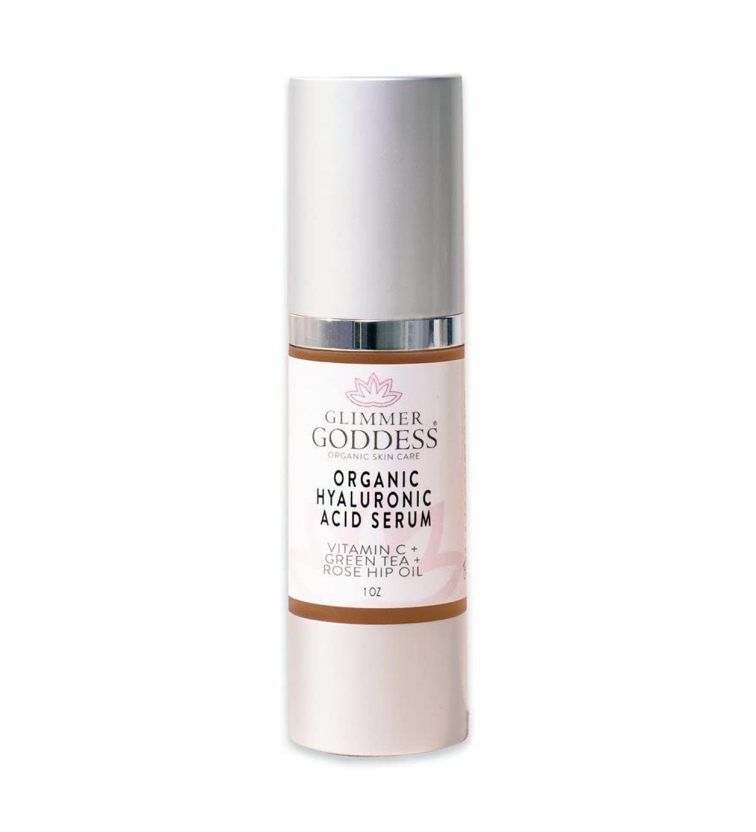 Glimmer Goddess Organic Face Serum with Hyaluronic Acid & Vitamin C - 1 oz | Reduce Fine Lines & Wrinkles - Buy Online on GoSupps.com