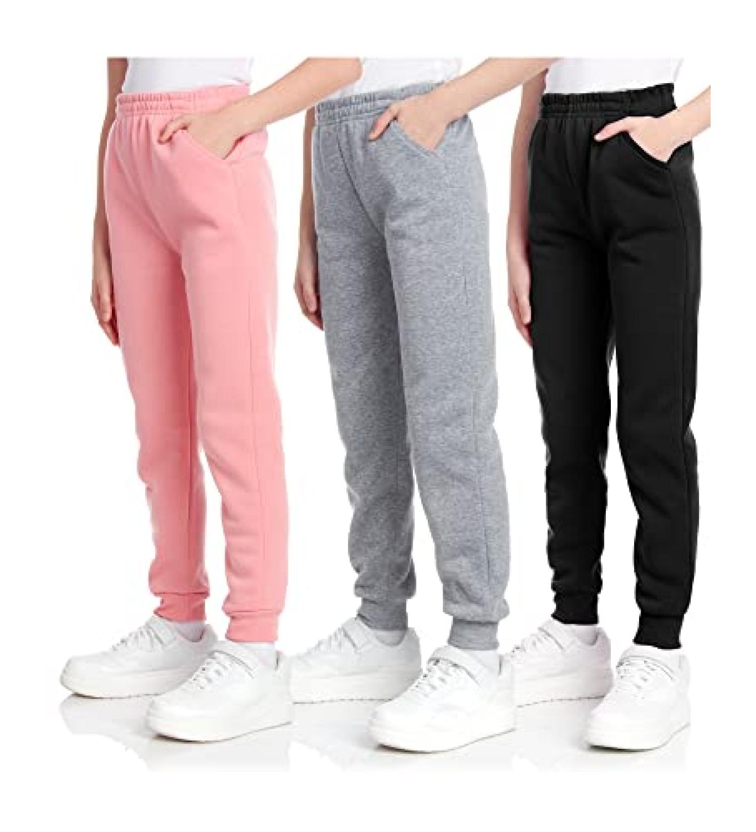 Coney Island Girls Sweatpants - Active Fleece Joggers (3 Pack) Black/Mauve/Grey 14-16 - Buy Online on GoSupps.com