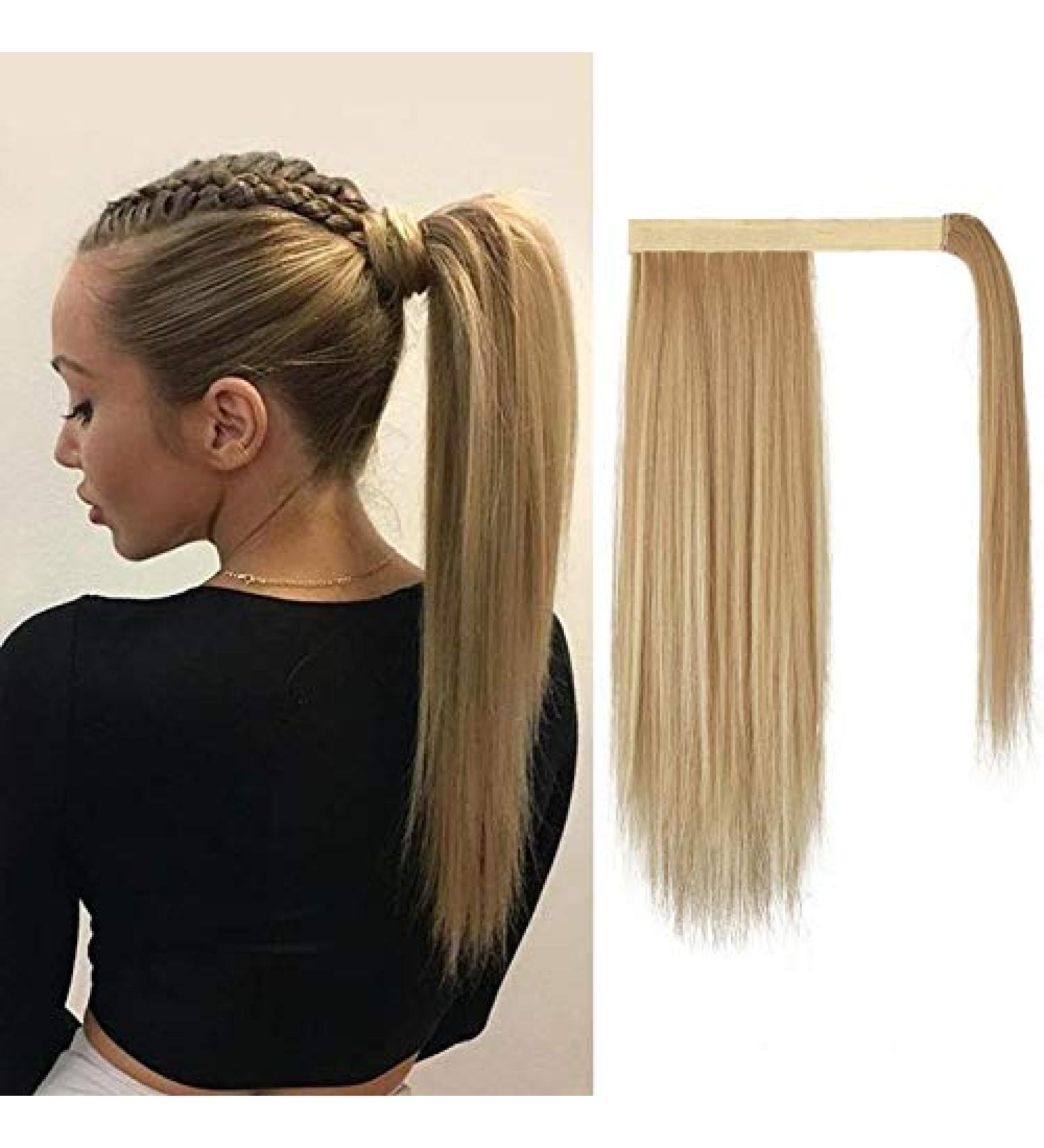 BARSDAR 35cm Short Straight Ponytail Extensions - Velcro Hair Braid for Women | Light Ginger & Natural Gold Blonde - Buy Online on GoSupps.com