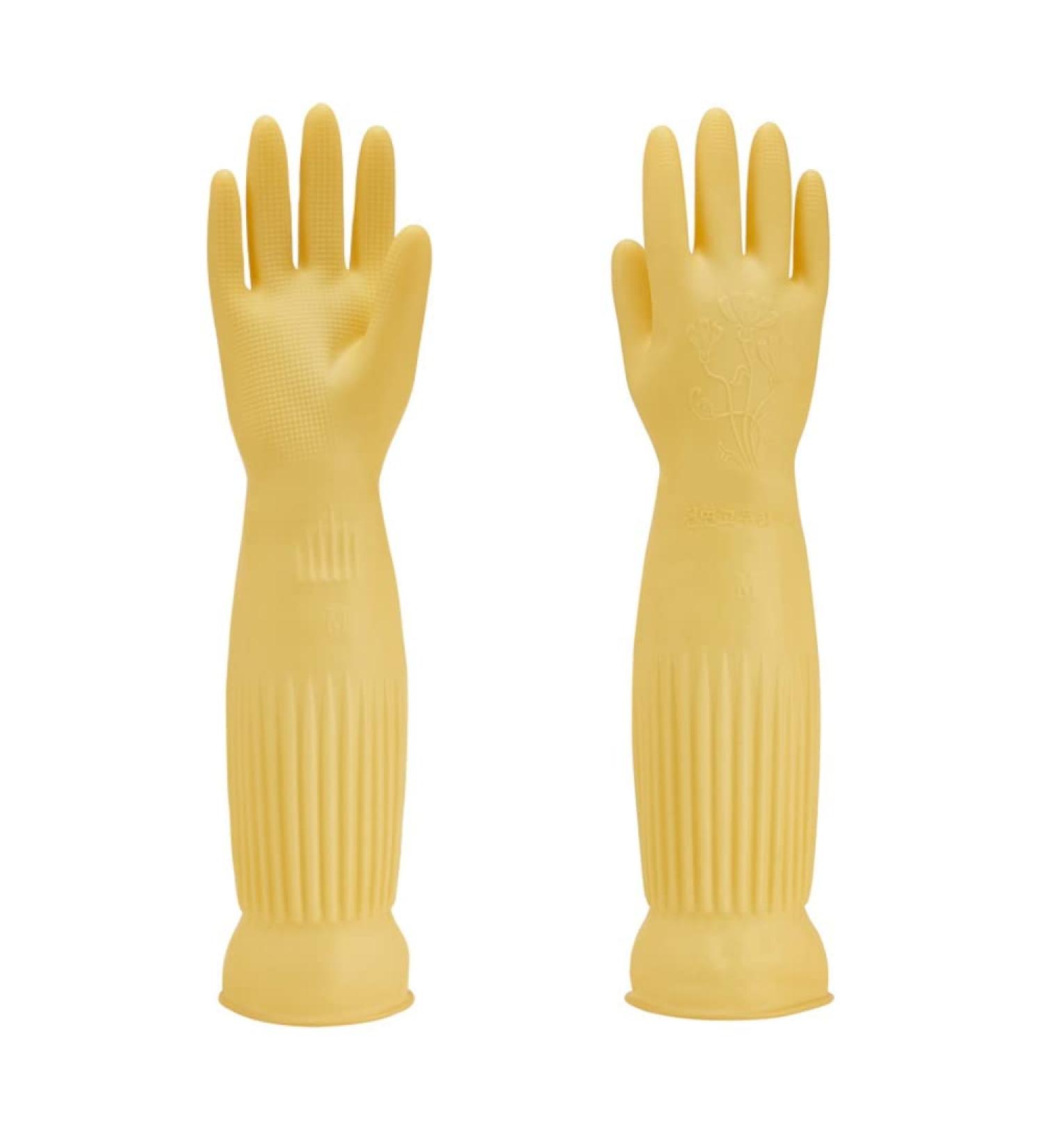 MIN-XL Waterproof Cleaning Glove Kitchen, Household, Dishwashing, Car Wash 45CM Yellow Glove - Buy Online on GoSupps.com