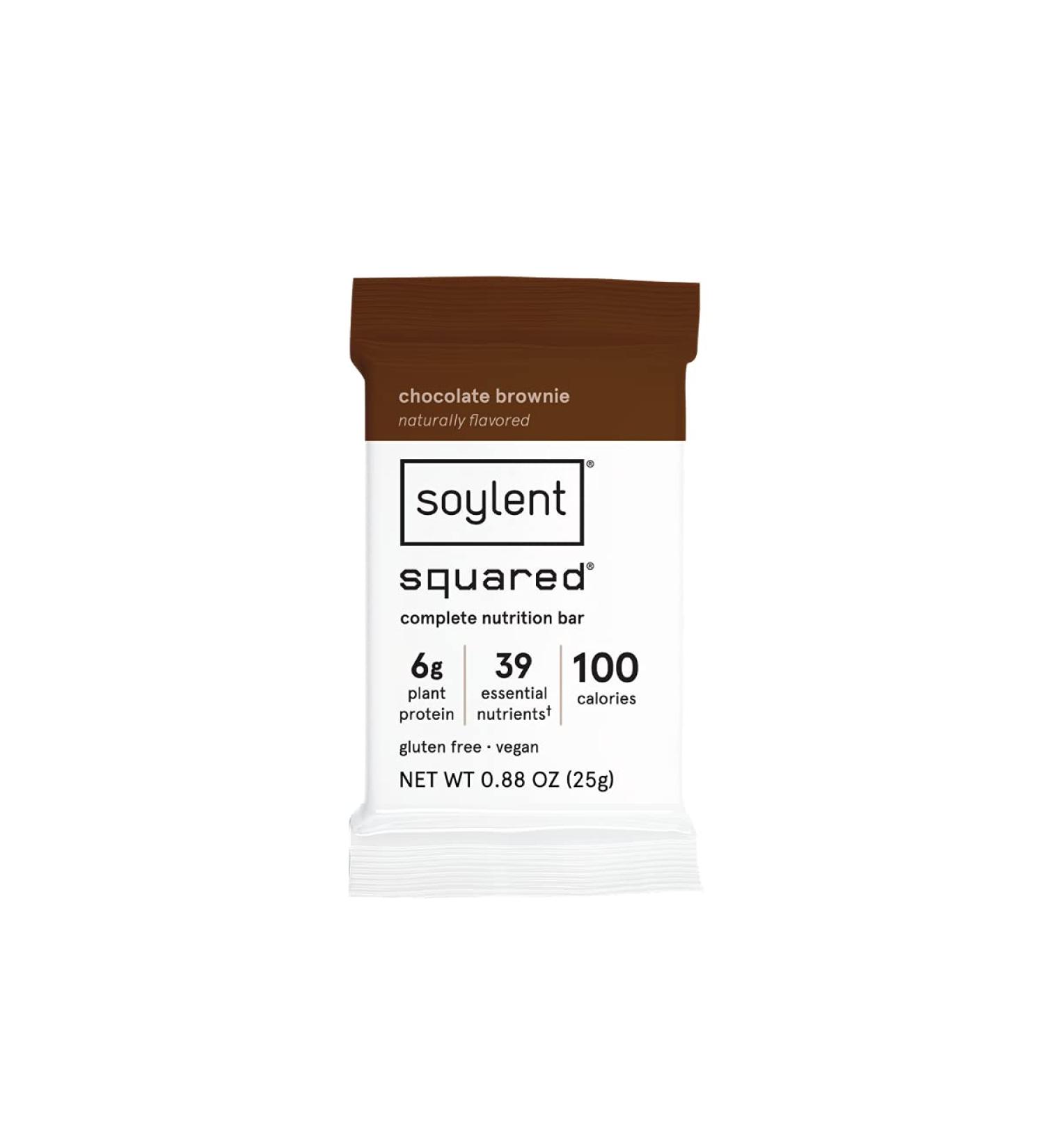 Soylent Squared Chocolate Brownie 100 Calorie Snack Bars - 24 Count | Plant-Based, Gluten Free, Low Sugar, 6g Vegan Protein - Buy Online on GoSupps.com