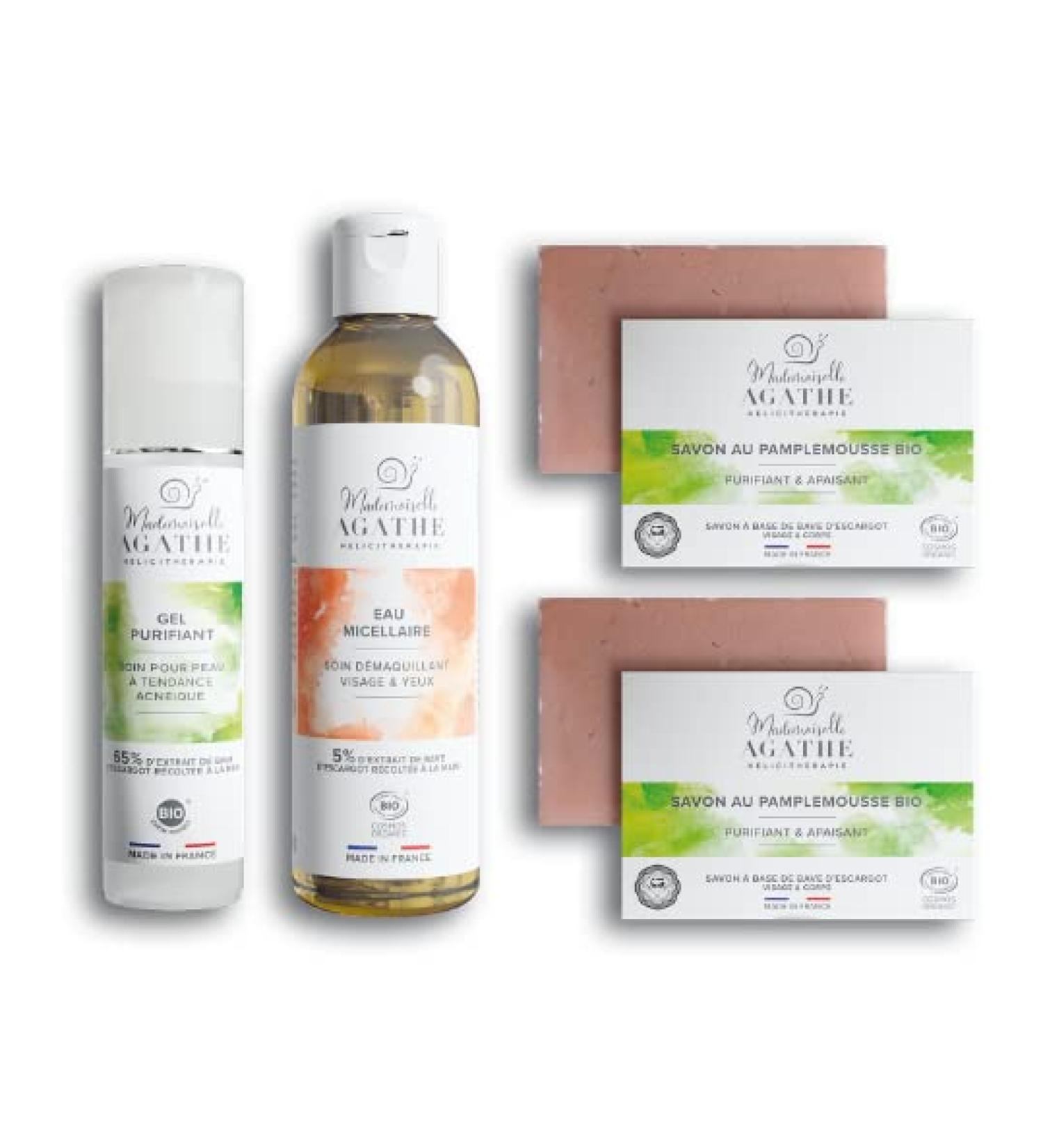 Anti-Acne Routine with Snail Slime - Purifying gel - Micellar water - Grapefruit soap - Buy Online on GoSupps.com