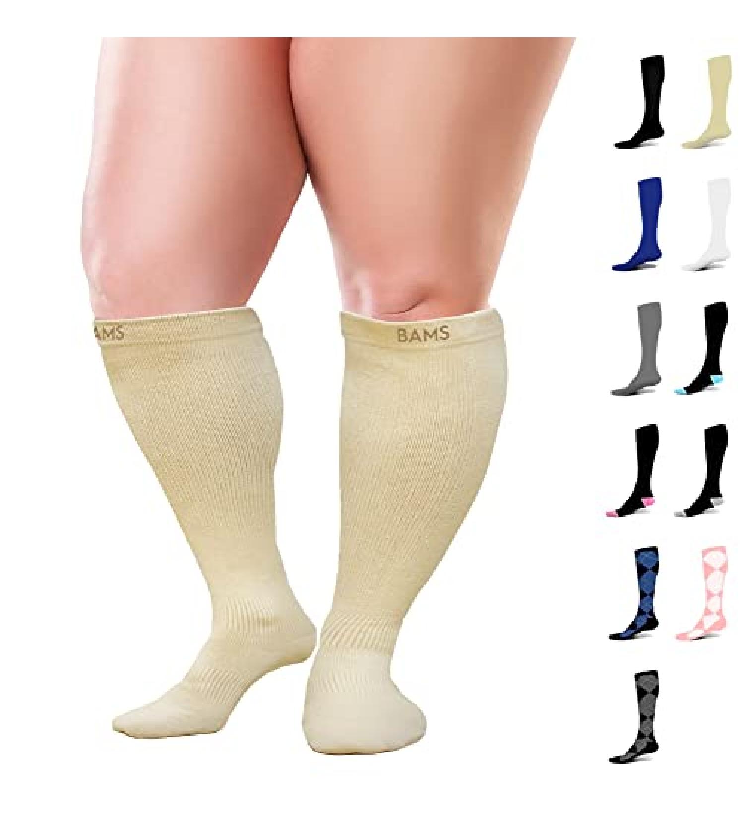 BAMS Plus Size Compression Socks Wide Calf XXL XXXL Nude 3X-Large - Buy Online on GoSupps.com