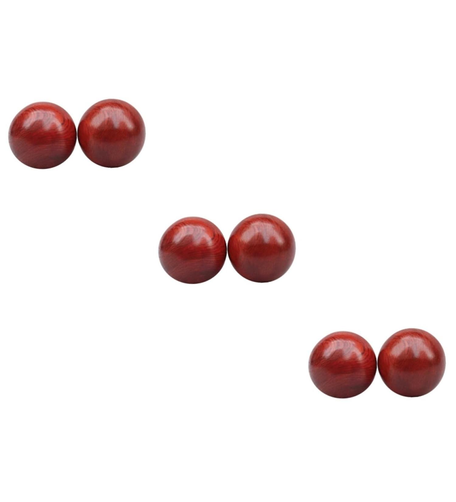 Fomiyes Wooden Baoding Balls - 6 PTH Rolling Health Massage Balls for Hand Exercise | Red Rose Wood Fitness Tool - Buy Online on GoSupps.com