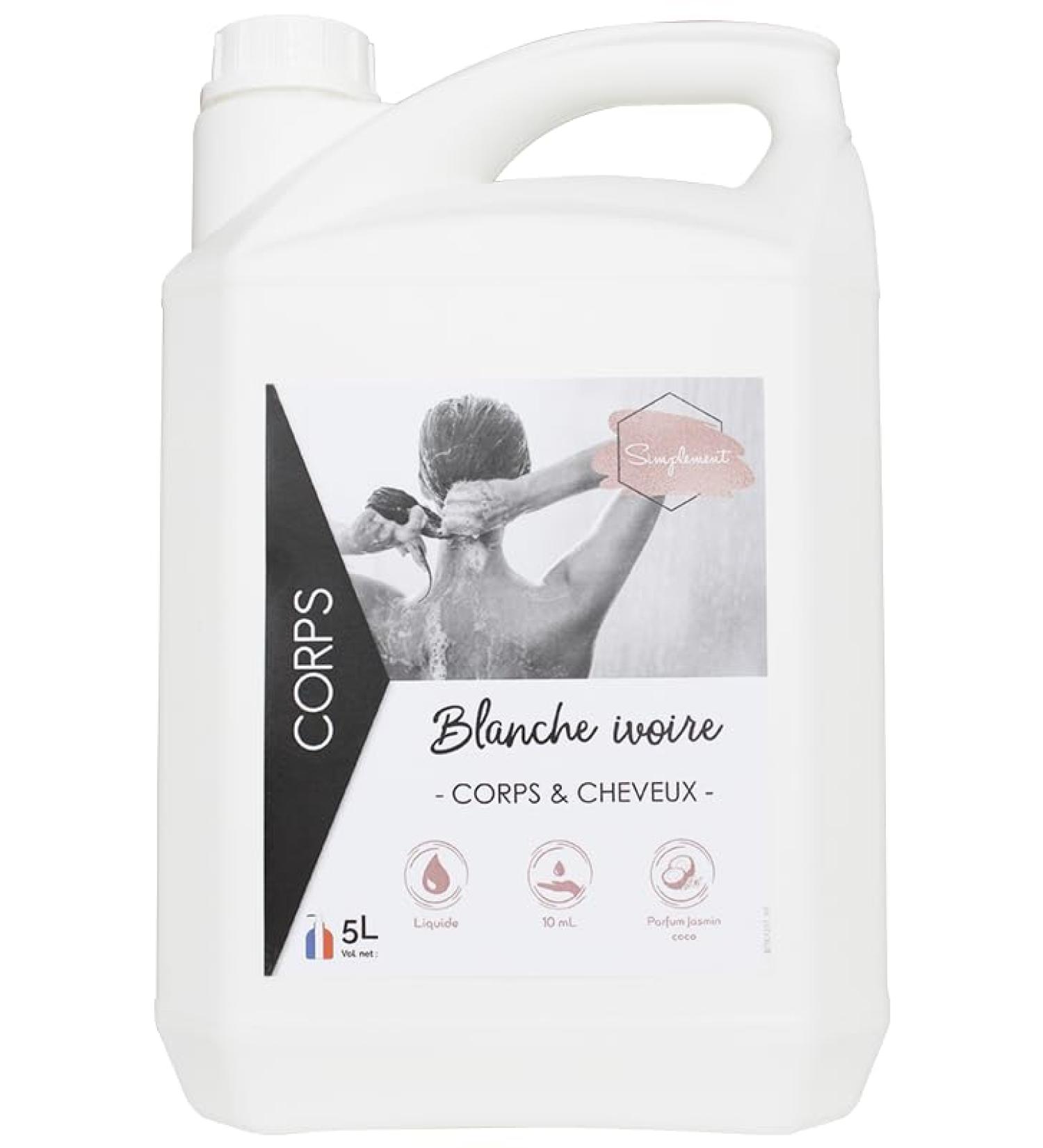 le plus de l'entretien Ivory White Body and Hair Shower Gel with Jasmine Coconut Scent. 5L Can