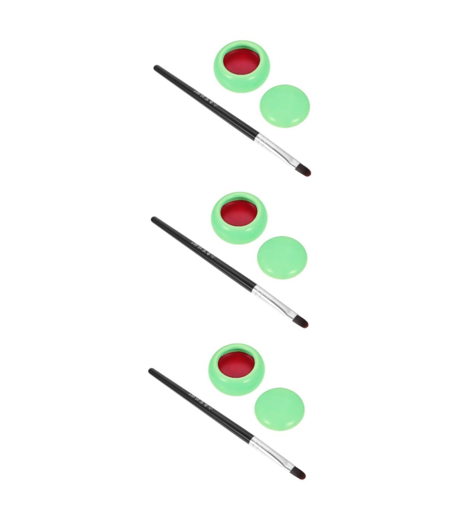 Healvian 3pcs Lipstick Blush Eye Shadow Eye Shadow Cheek Blusher Delicate Blusher Safe Blusher Ceramics Red - Buy Online on GoSupps.com