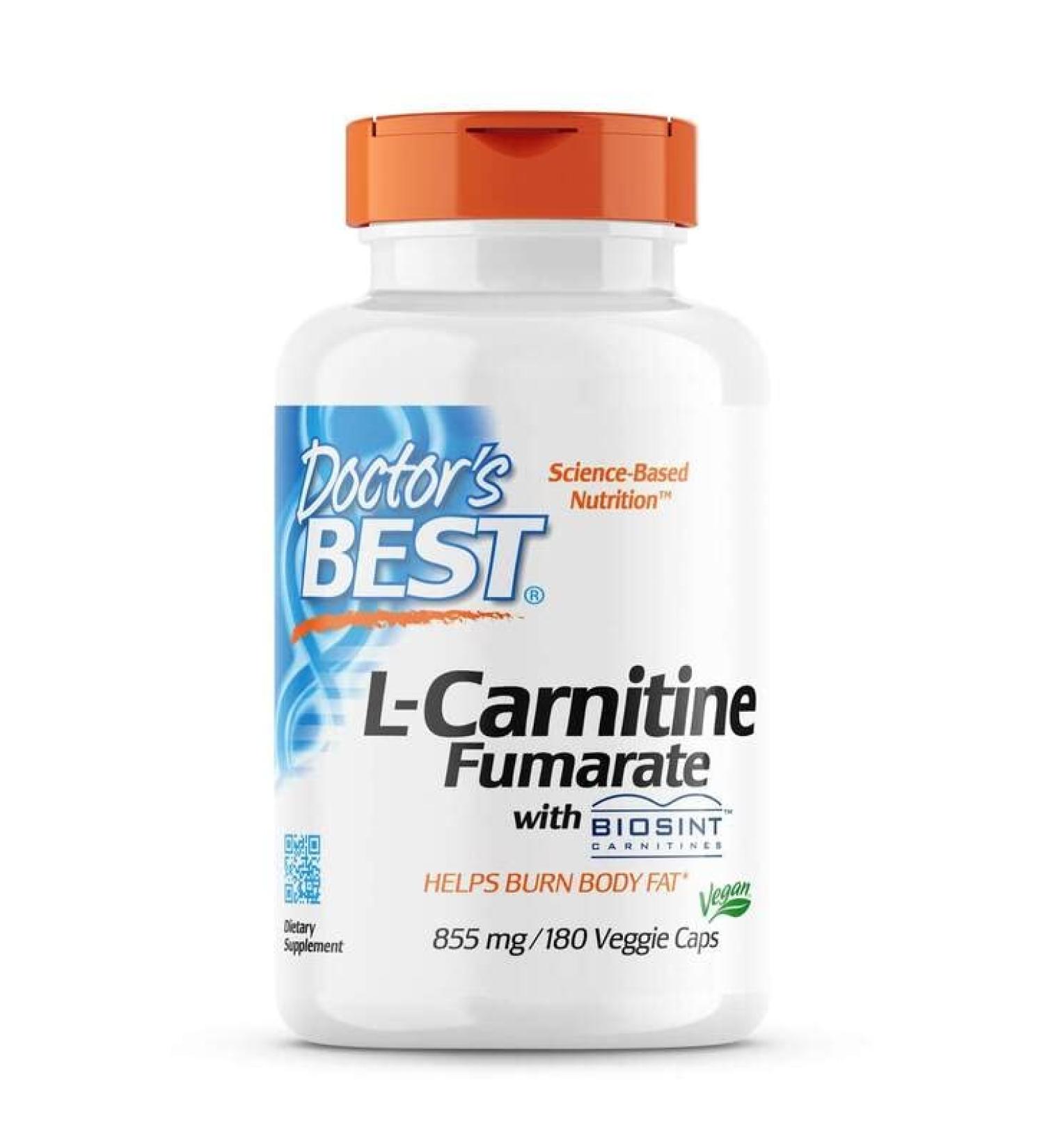 Doctor's Best L-Carnitine Fumarate 500mg - 60 Vegan Capsules | Lab Tested, Gluten Free, SOYA Free, Vegetarian - Amino Acid Supplement - Buy Online on GoSupps.com
