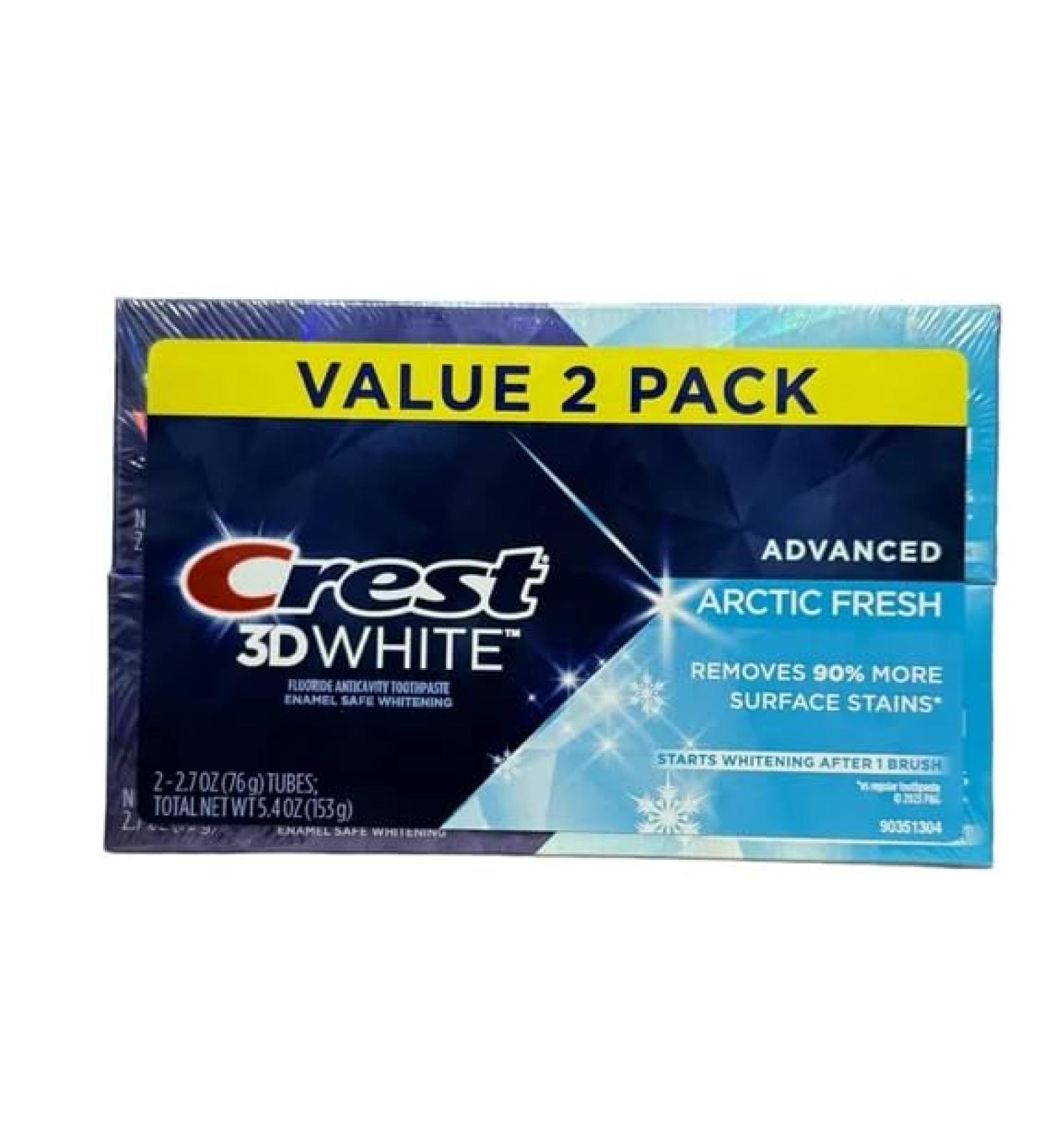 Crest 3D White Advanced Whitening Toothpaste Arctic Fresh 2.7 oz Value 2 Pack - Buy Online on GoSupps.com