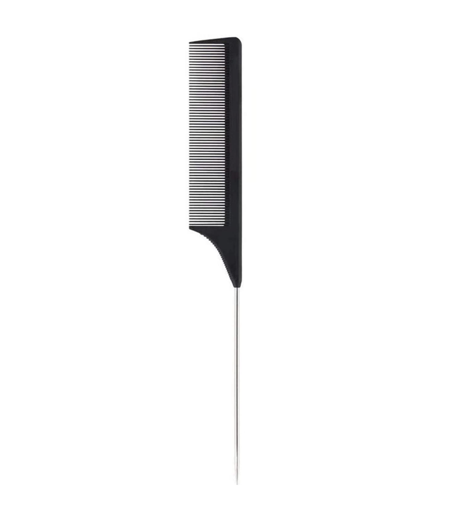 Professional Carbon Steel Tail Comb with Metal Pick | Anti Static Black Styling Comb | Fine Teeth for Teasing & Styling | Heat Resistant | 1 Pack - Buy Online on GoSupps.com