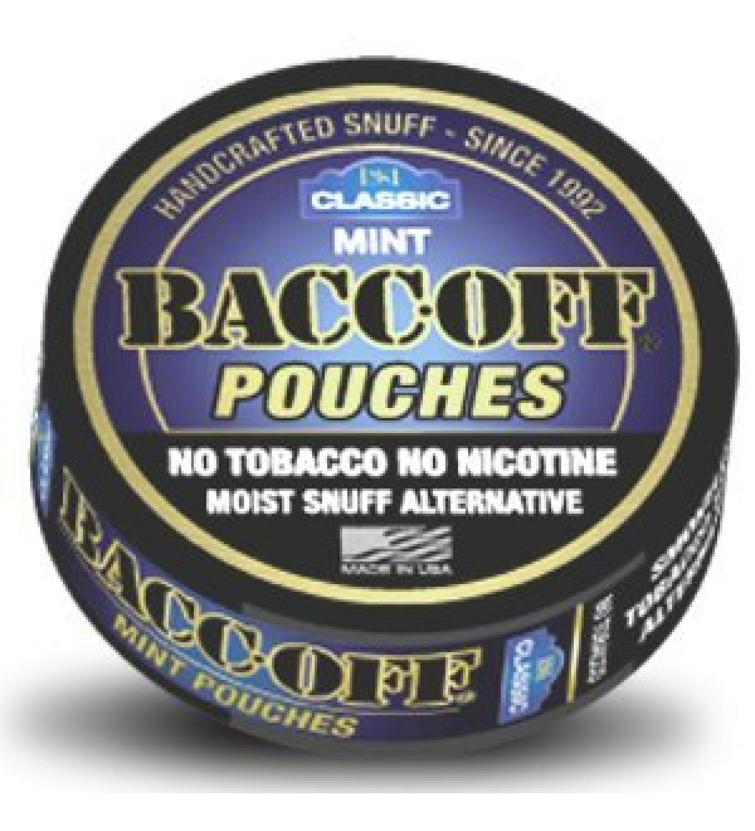 BaccOff, Classic Mint Pouches, Premium Tobacco Free, Nicotine Free Snuff Alternative (10 Cans) 10 Count (Pack of 1)