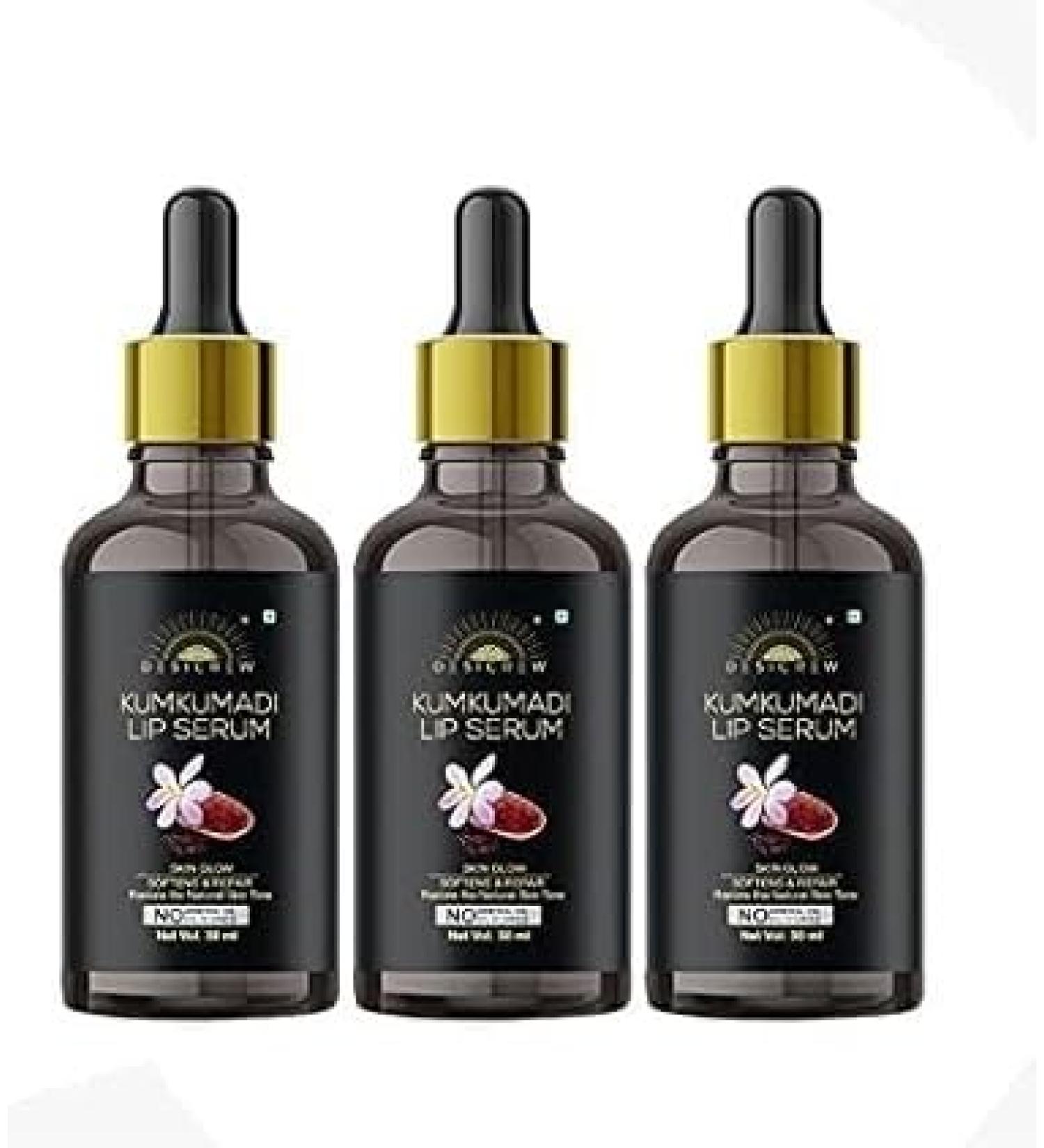 Premium Kumakumadi Lip Serum Oil For Glossy & Shiny Lips with moisturisation effet- For Men and Women -Pack of 3 (90 ml) - Buy Online on GoSupps.com