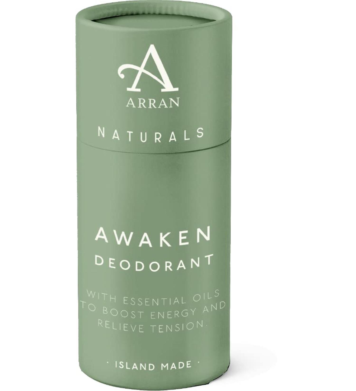 Arran Sense of Scotland Naturals Awaken Odour Absorbing Mint & Eucalyptus Natural Fresh Fragrance Deodorant Vegan Cruelty Free 24hr Protection