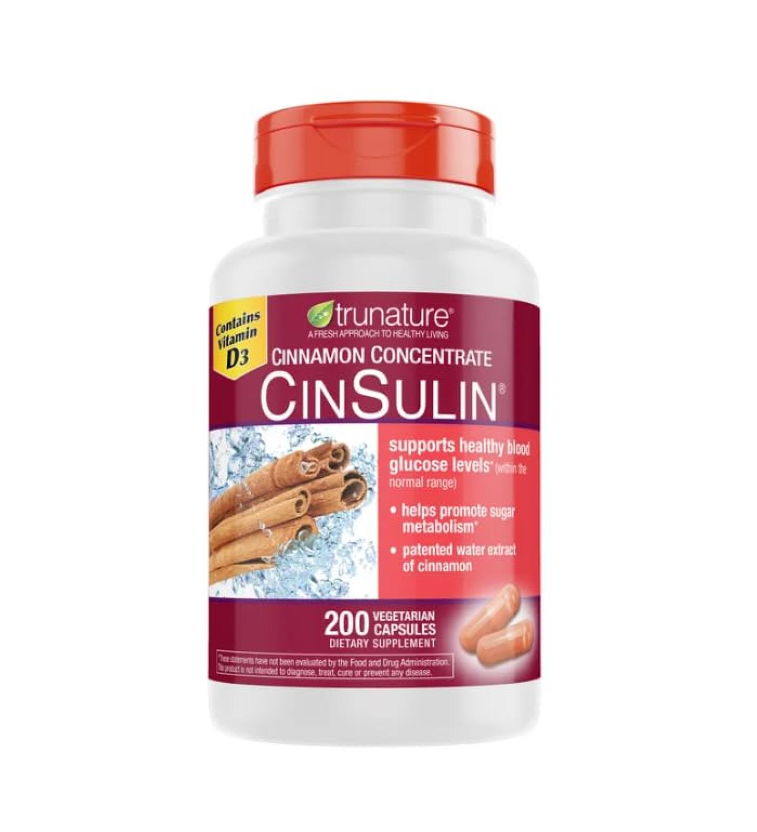 Tru-Nature Cinnamon Concentrate Cinsulin 500mg 200 Vegetarian Capsule 3 Months Supply - Buy Online on GoSupps.com