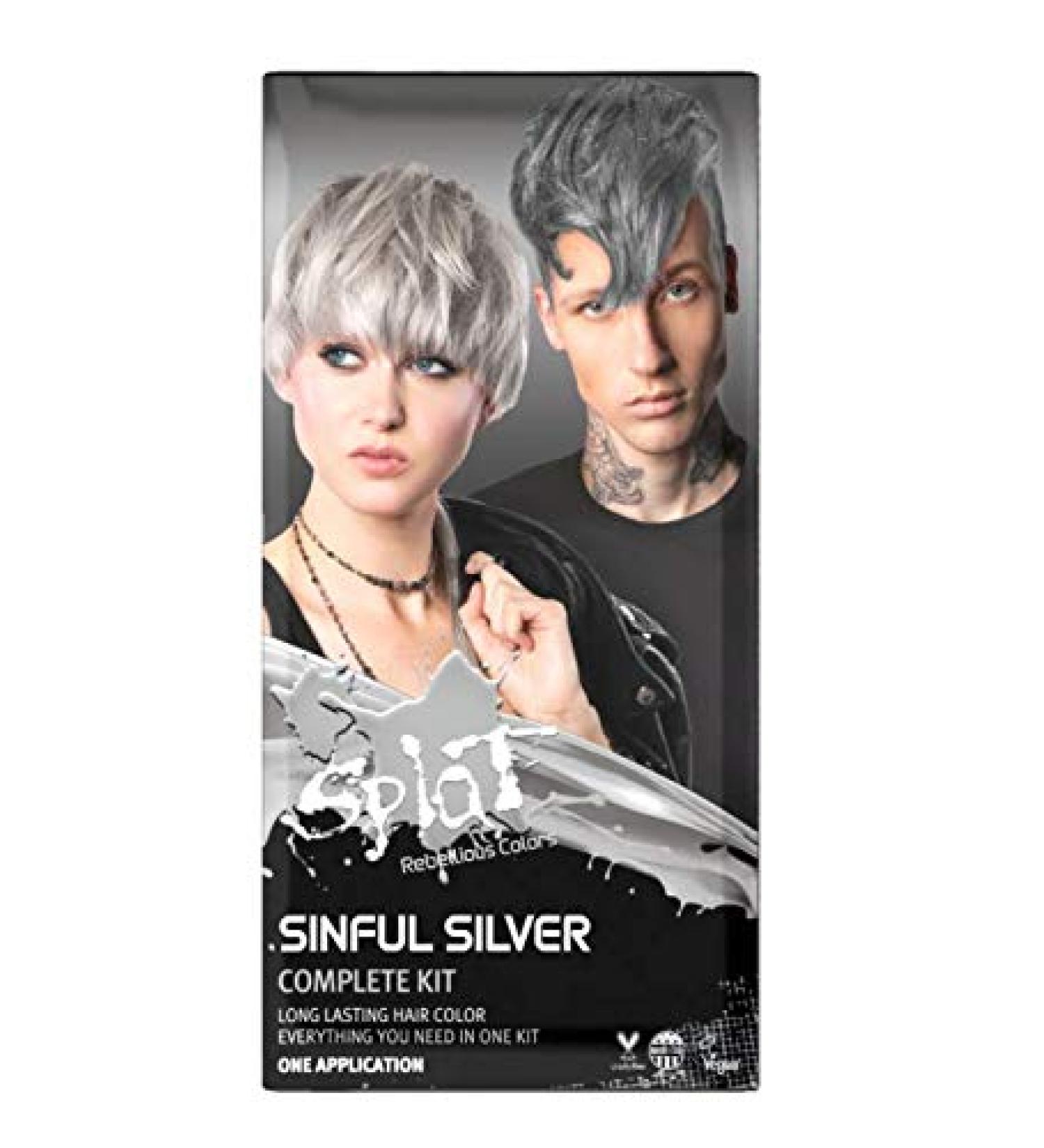 Splat Sinful Silver Hair Dye Kit - Vegan, Cruelty-Free, Semi-Permanent Silver Color - Buy Online on GoSupps.com