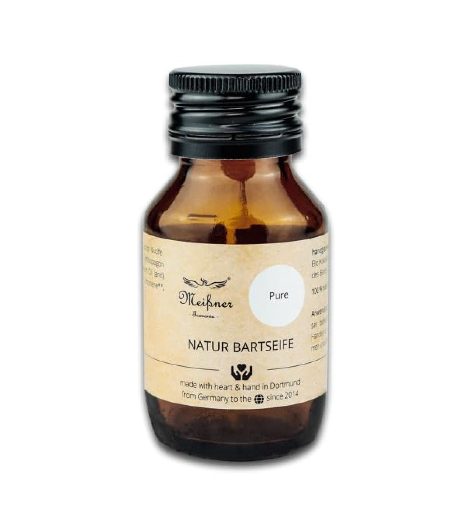 Meißner Tremonia 50ml Bar Soap Pure - Vegan Beard Shampoo with Organic Olive Oil for Daily Care - No Artificial Additives - International Shipping Available - Buy Online on GoSupps.com