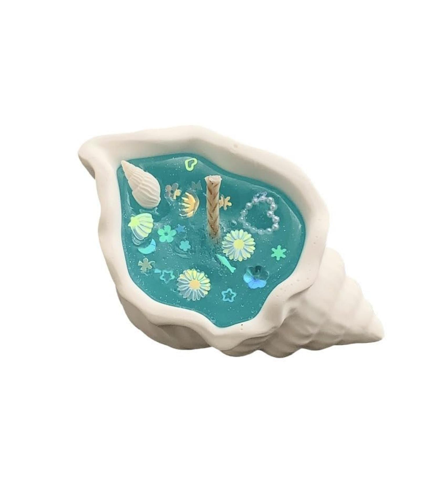 Marine-Themed Wax Melts - Starfish & Seashell Scented Candles (4 in 1 Baby Blue) | Shop Internationally - Buy Online on GoSupps.com
