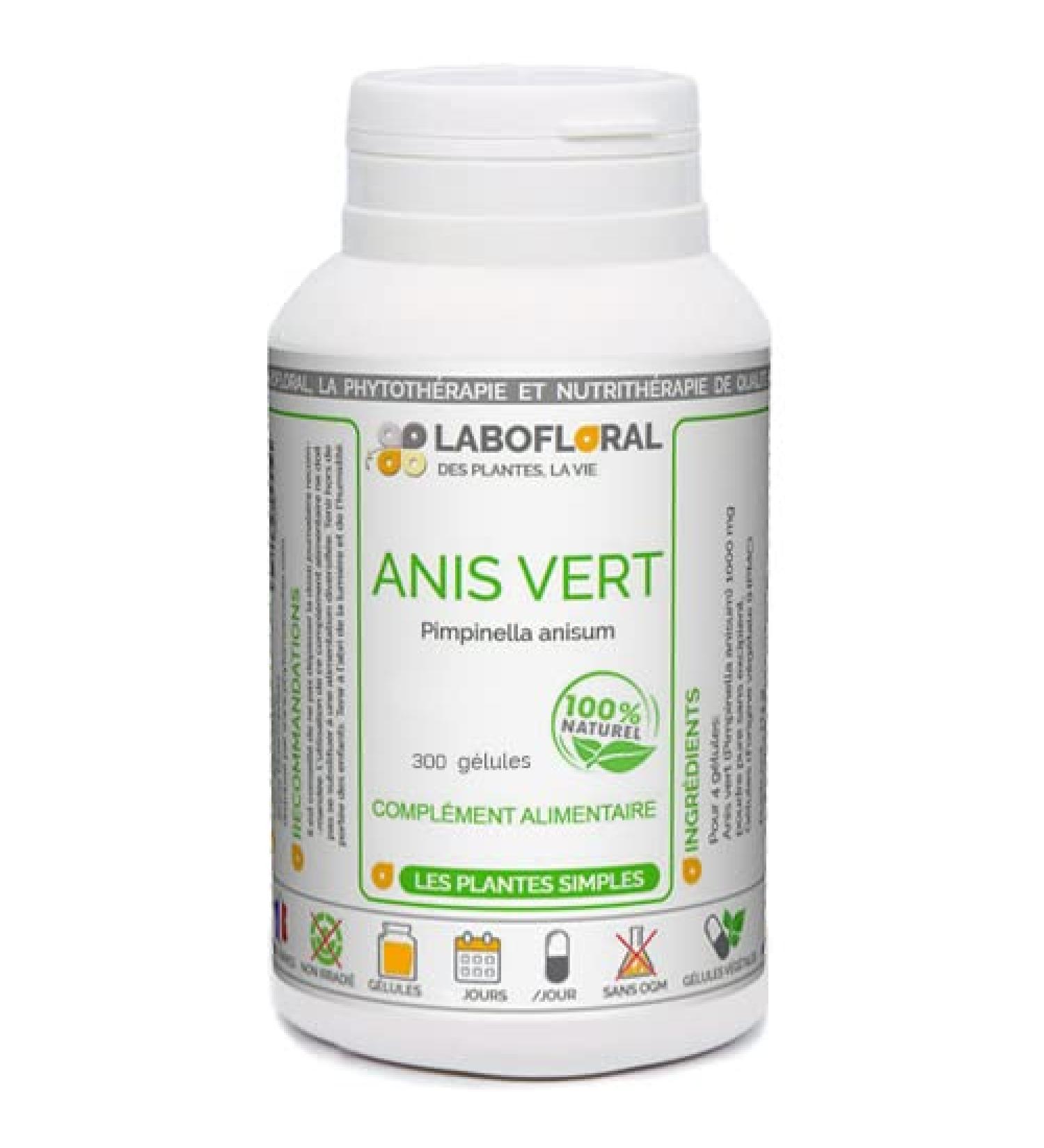 Green Anise Labofloral 300 Capsules 260 mg - Food Supplement - Digestion and Bloating - Made in France