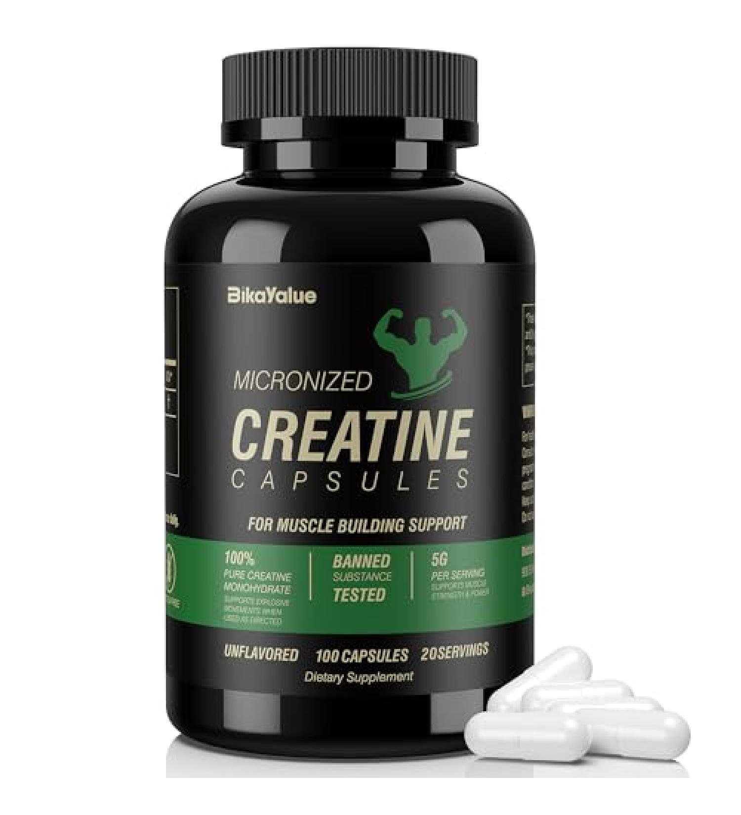 Micronized Creatine Monohydrate Capsules - 100 Gluten-Free Creatine Capsules for Muscle Strength Performance & Recovery - Ideal for Men & Women (20 Servings - Buy Online on GoSupps.com