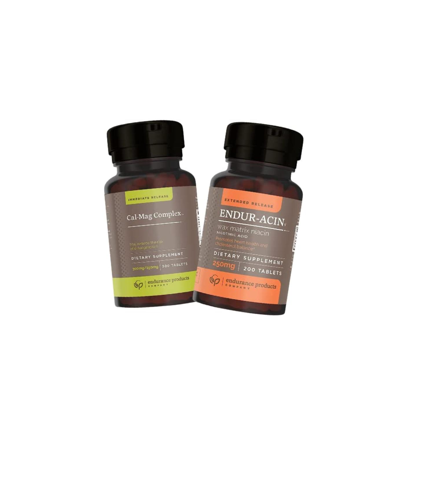 Calcium Magnesium Supplement (Cal-Mag Complex) and ENDUR-ACIN 250mg Niacin - Extended Release for Optimal Absorption & Low-Flush Vitamin B-3 200 Tablets - Buy Online on GoSupps.com