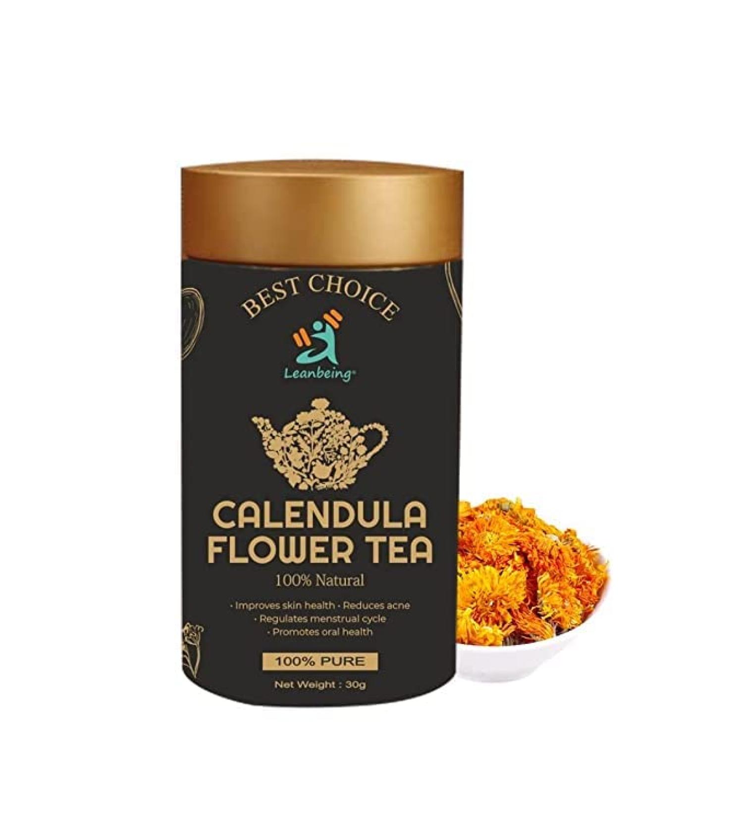 DKM Leanbeing Calendula Flower Tea 30g - Promotes Healthy Skin, Reduces Acne, Supports Oral Health - Buy Online on GoSupps.com