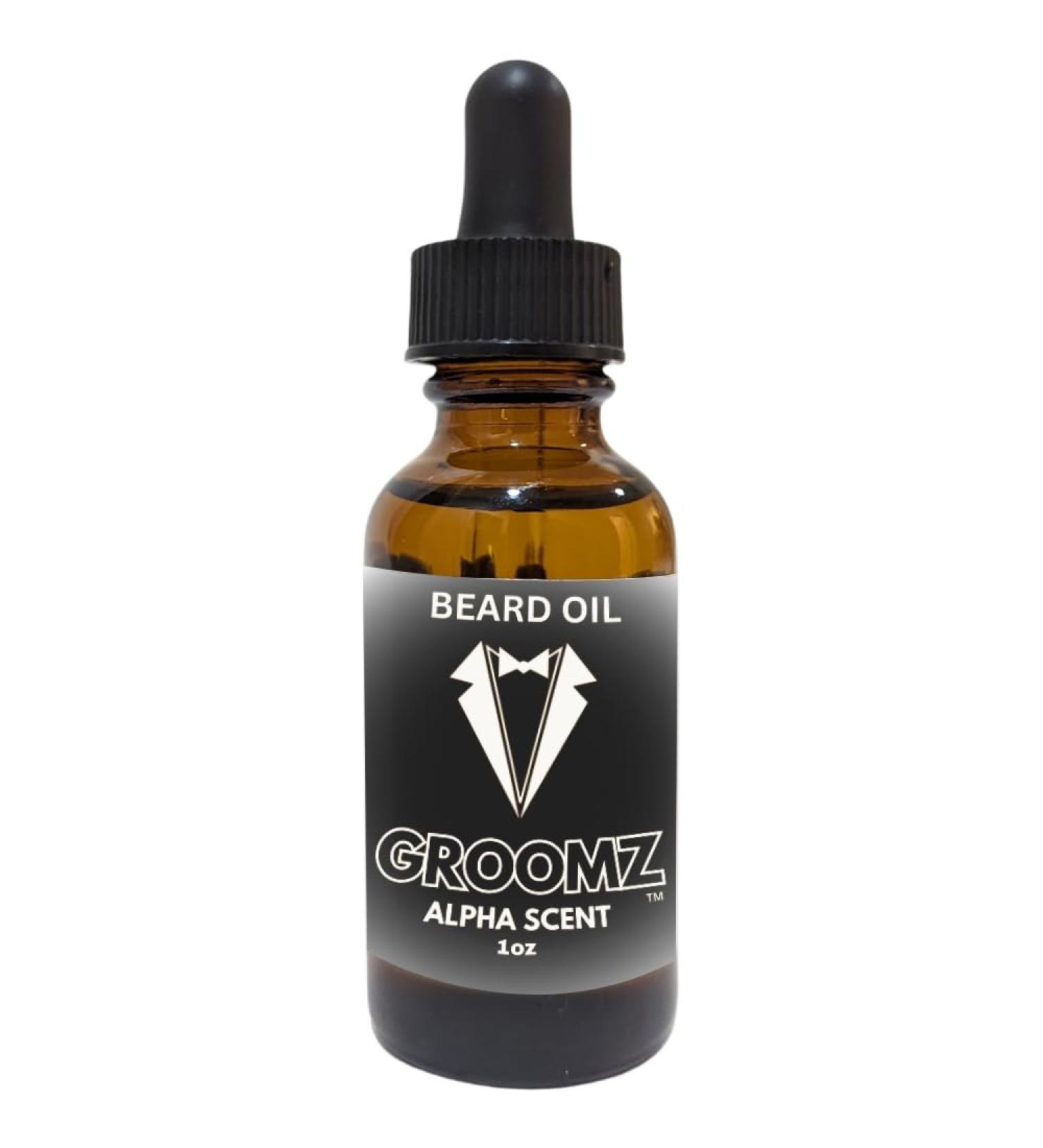 GROOMZ All Natural Beard Oil - 1 OZ | Promote Growth Moisturize & Strengthen Hair | Made in USA | Alpha Scent - Buy Online on GoSupps.com