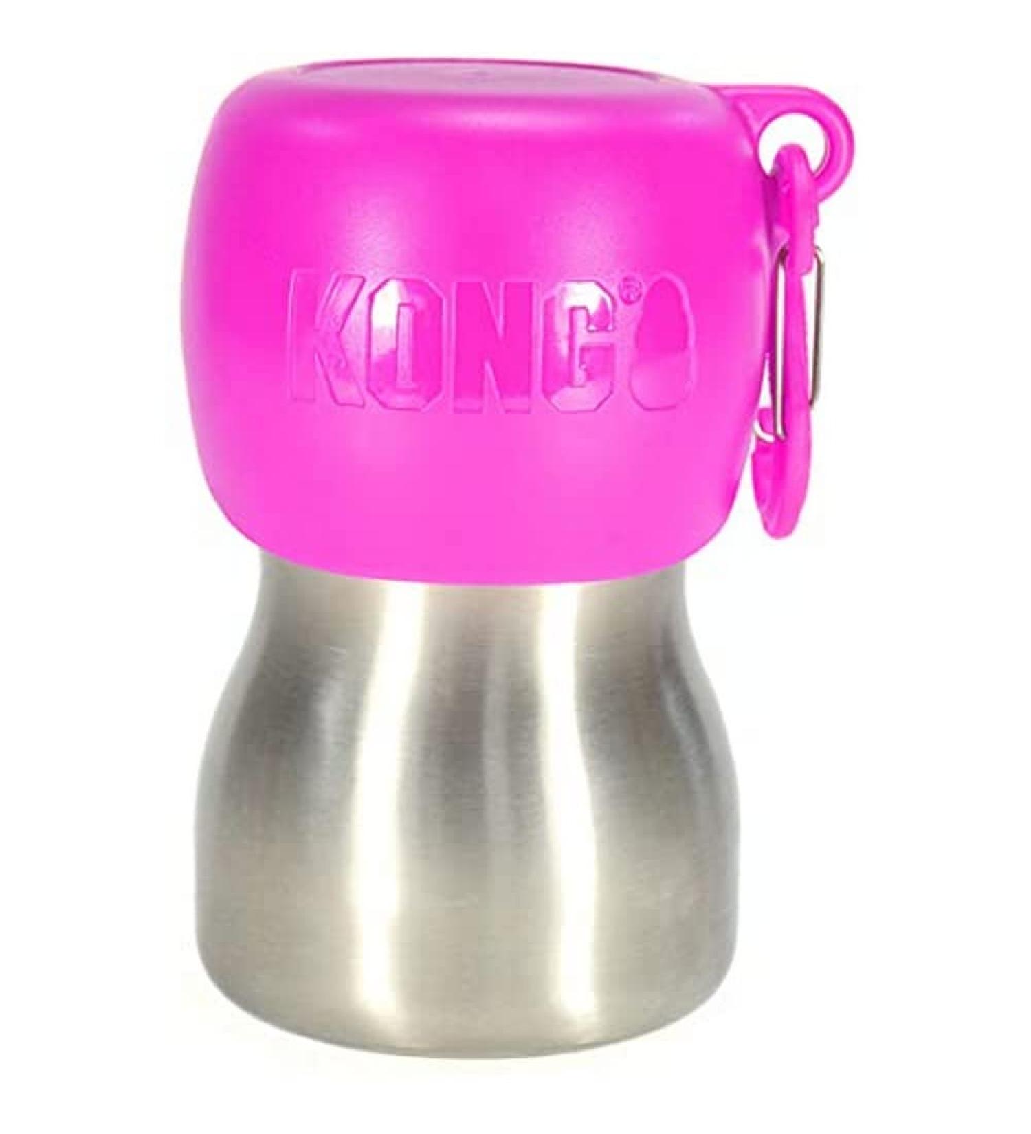 KONG H2O Stainless Steel Water Bottle & Food Bowl - 270ml Pink Rose | International Shipping - Buy Online on GoSupps.com