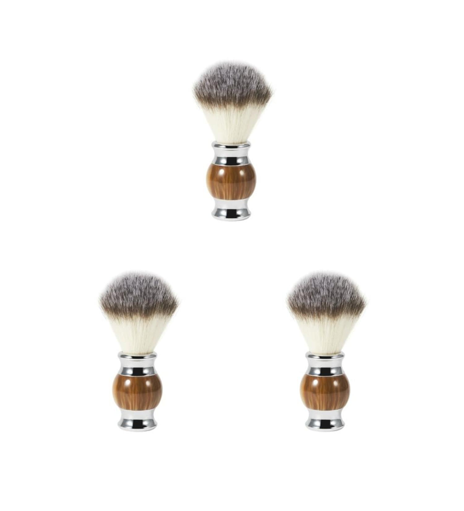 Shaving Brush 3 Pack for Men | Resin Handle Barber Shop Set - Brown - Buy Online on GoSupps.com