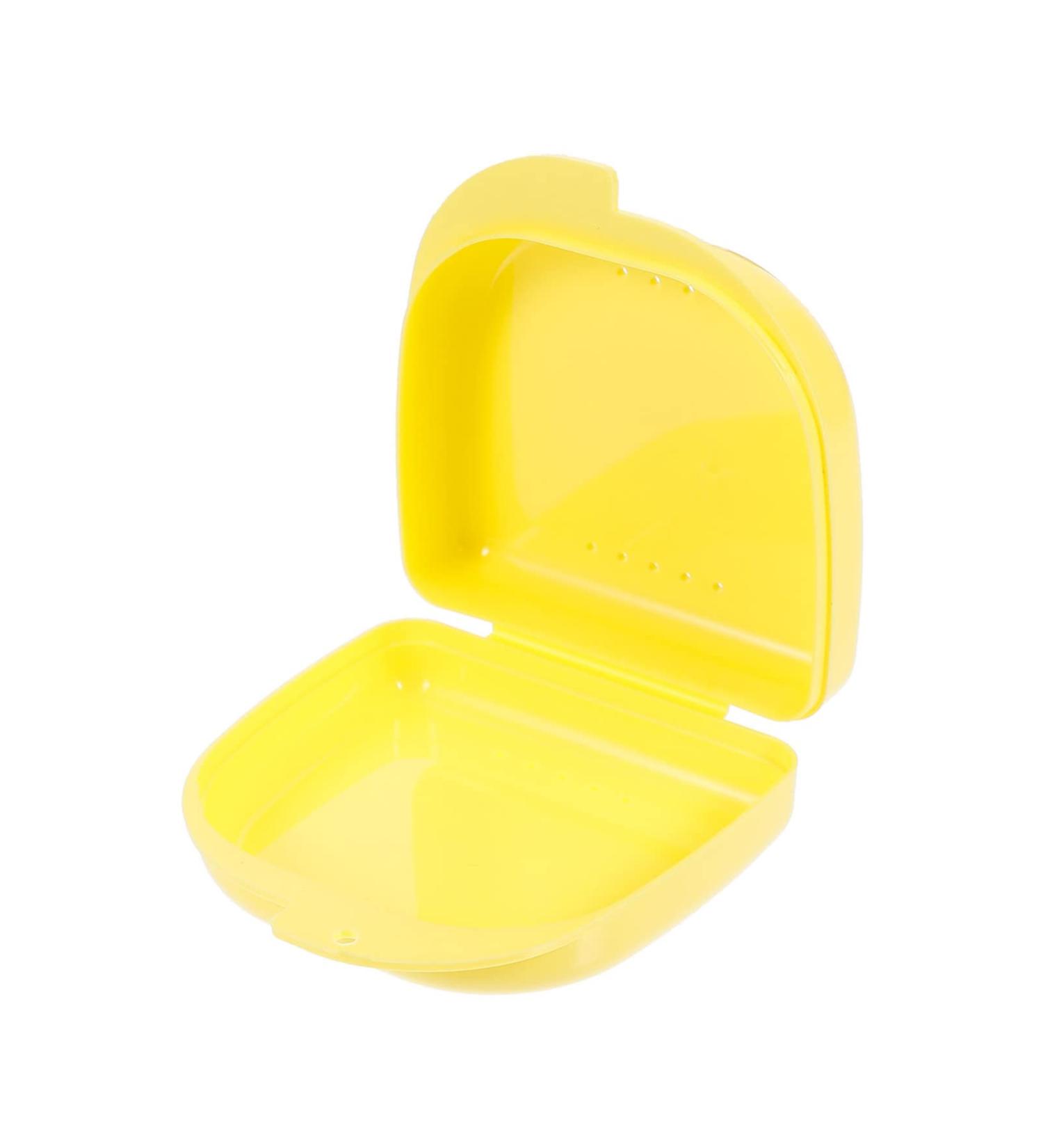 Healifty Denture Cup Retainer Case with Vent Holes - Yellow | Hinged Lid, Orthodontic Dental Retainer for Braces, Dentures & Aligners | Retainer Cleaner Included - Buy Online on GoSupps.com