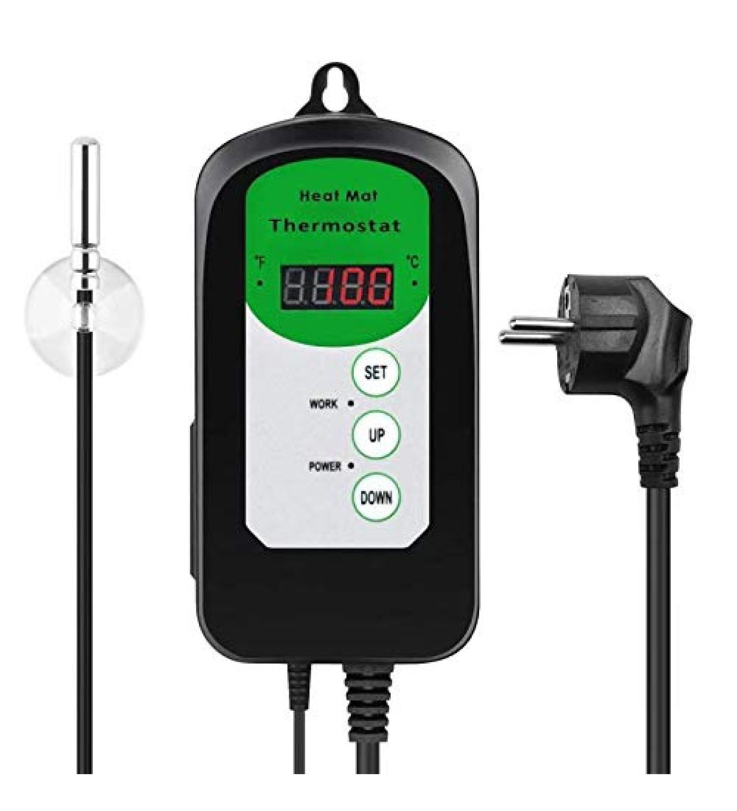 RIOGOO Digital Heat Mat Thermostat Controller - Perfect for Seed Germination Reptiles & Brewing | 68-108 Temperature Control 1 Pack - International Shipping Available - Buy Online on GoSupps.com
