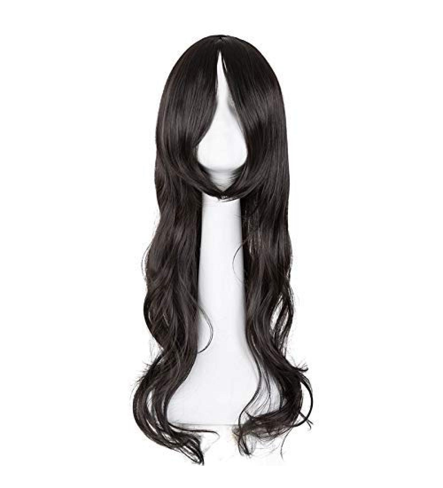Lfmdjf Curly Wigs Synthetic Heat Resistant Long Dark Brown Hair 8 Inches Women Female Halloween Carnival Hairpiece 26inches 1b/30Hl Natural Black