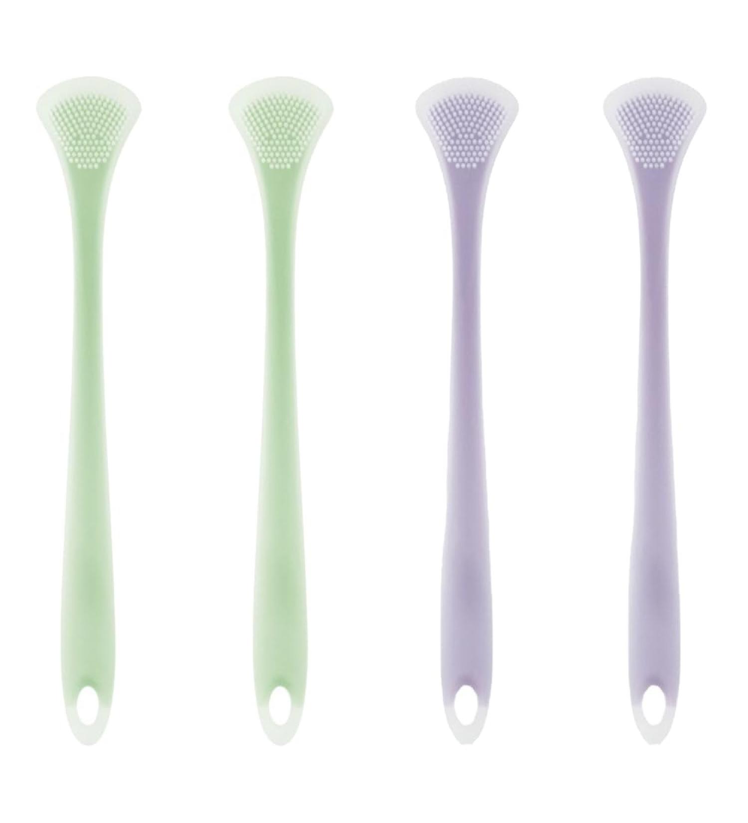Dcniyt Double-Sided Tongue Cleaner - Soft Silicone Head for Gentle Oral Hygiene | Green & Purple - Buy Online on GoSupps.com