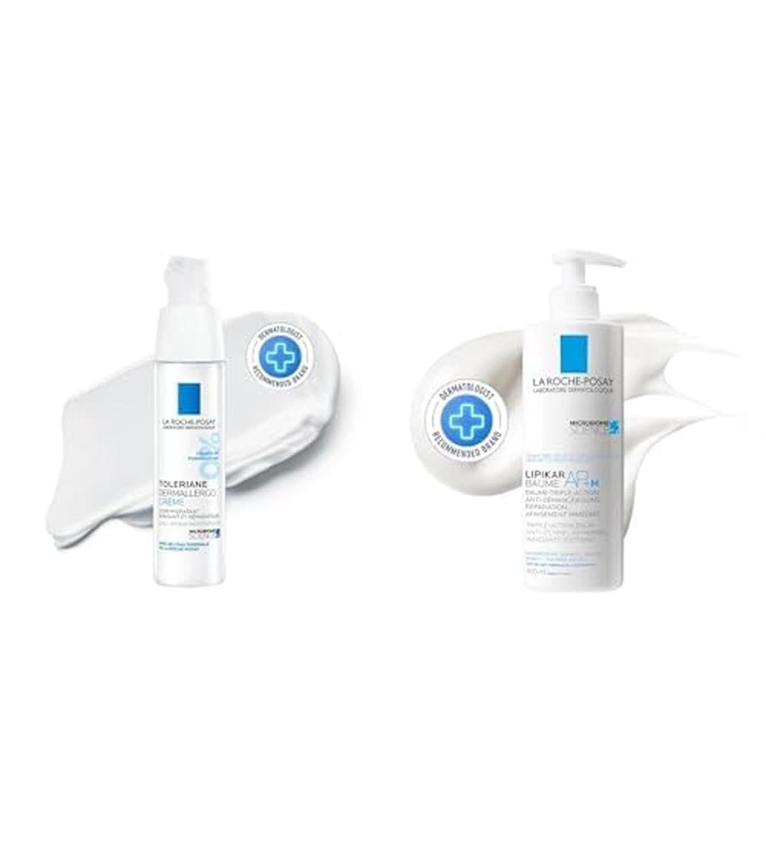 La Roche Posay Face Cream & Body Lotion BUNDLE Toleriane Dermallergo Creme & Lipikar Baume AP+M Your Sensitive Skin Hydration Duo Suitable for Sensitive Dry to Very Dry Skin Fragrance-Free BUNDLE: Lipikar Baume & Toleriane Cream - Buy Online on GoSupps.com