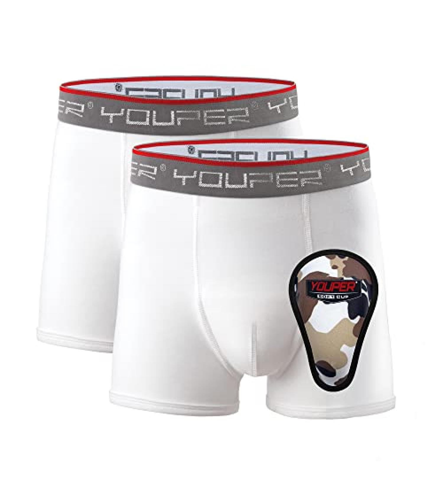 Youper Youth Brief with Soft Athletic Cup (2-Pack), White, Boys Underwear with Baseball Cup - X-Small - Buy Online on GoSupps.com