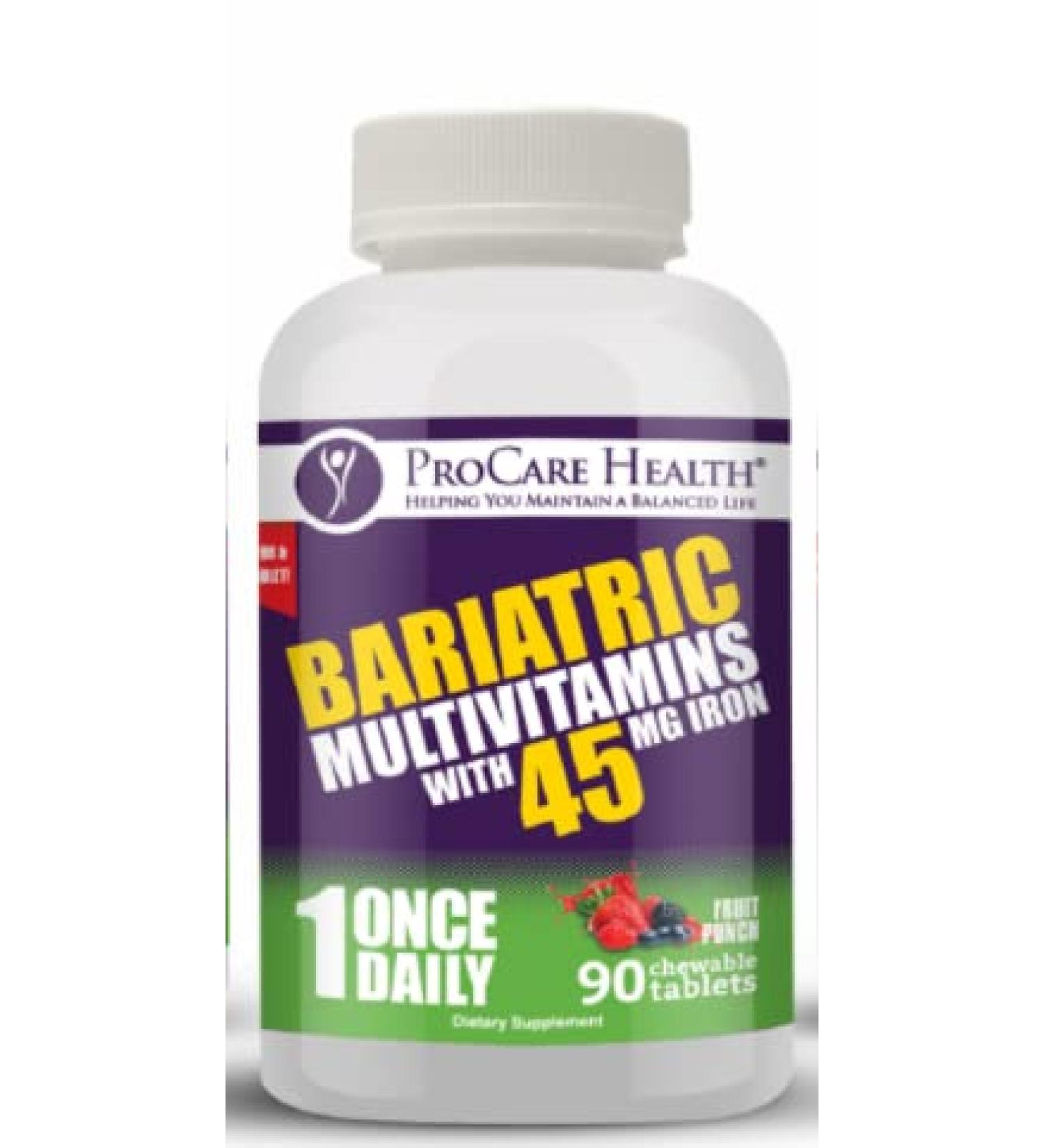 Chewable Once Daily Bariatric Multivitamin 45mg Fruit Punch | 90 Count Pack of 1 - Buy Online on GoSupps.com