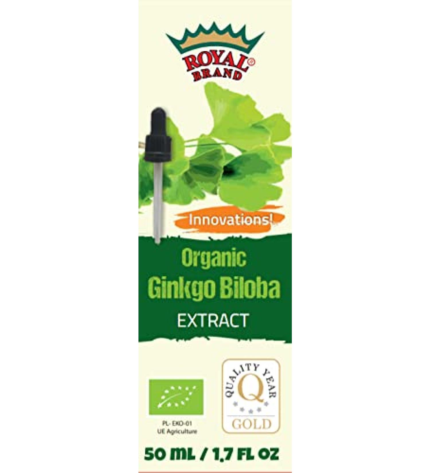 Royal Brand Ginkgo Biloba Organic Extract / 50 ml /1.7 fl oz./ Supports Cognitive Functions/Supports The Brain/Drops - Buy Online on GoSupps.com