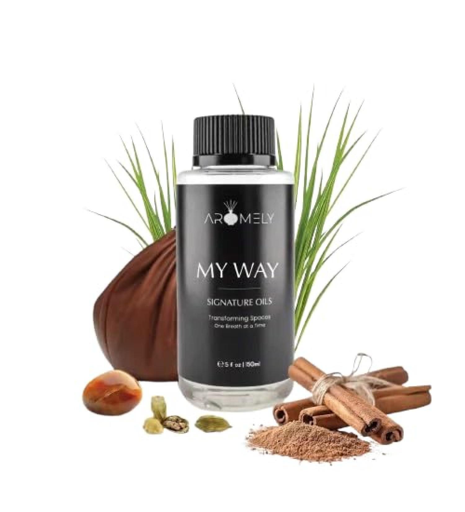 AROMELY My Way Essential Diffuser Oil Blend - Inspired by 1 Hotel - Luxurious Fragrance with Notes of Leather Cardamon Lemon Cedarwood Iris and Amber. 150ml My Way 150 Fl Oz (Pack of 1) - Buy Online on GoSupps.com