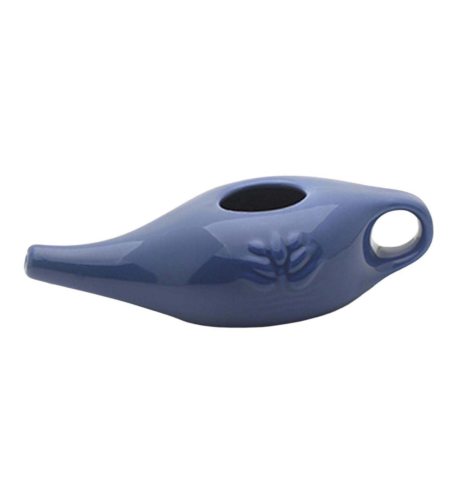 250ml Ceramic Pot Nose Cleaning Pot for Removes Nose Washing Blue 19x9x6cm - Buy Online on GoSupps.com