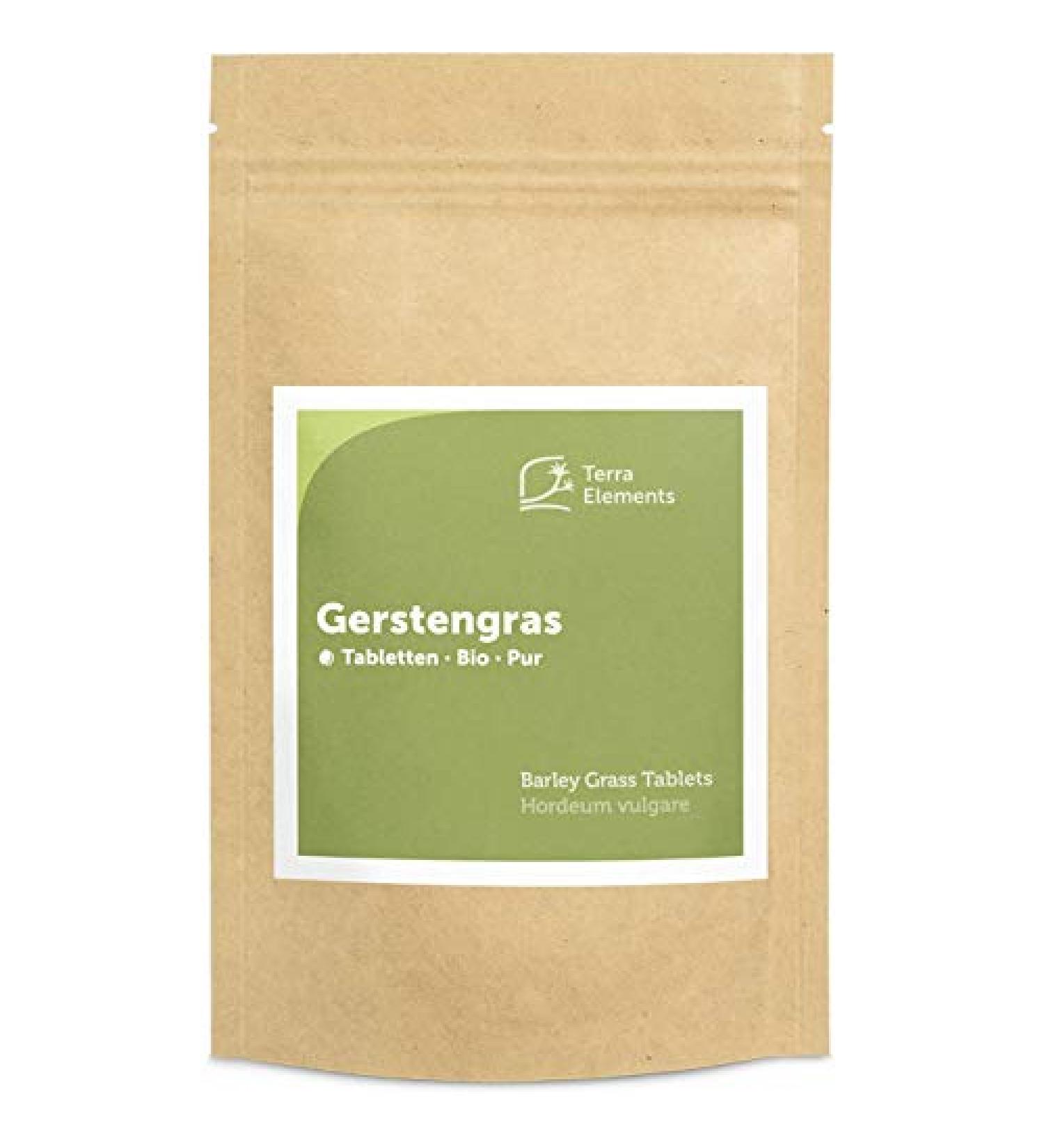 Terra Elements Organic Barley Grass Tablets - 500mg 240 pcs | Vegan Pure Rich in Iron Raw Food | International Shipping - Buy Online on GoSupps.com