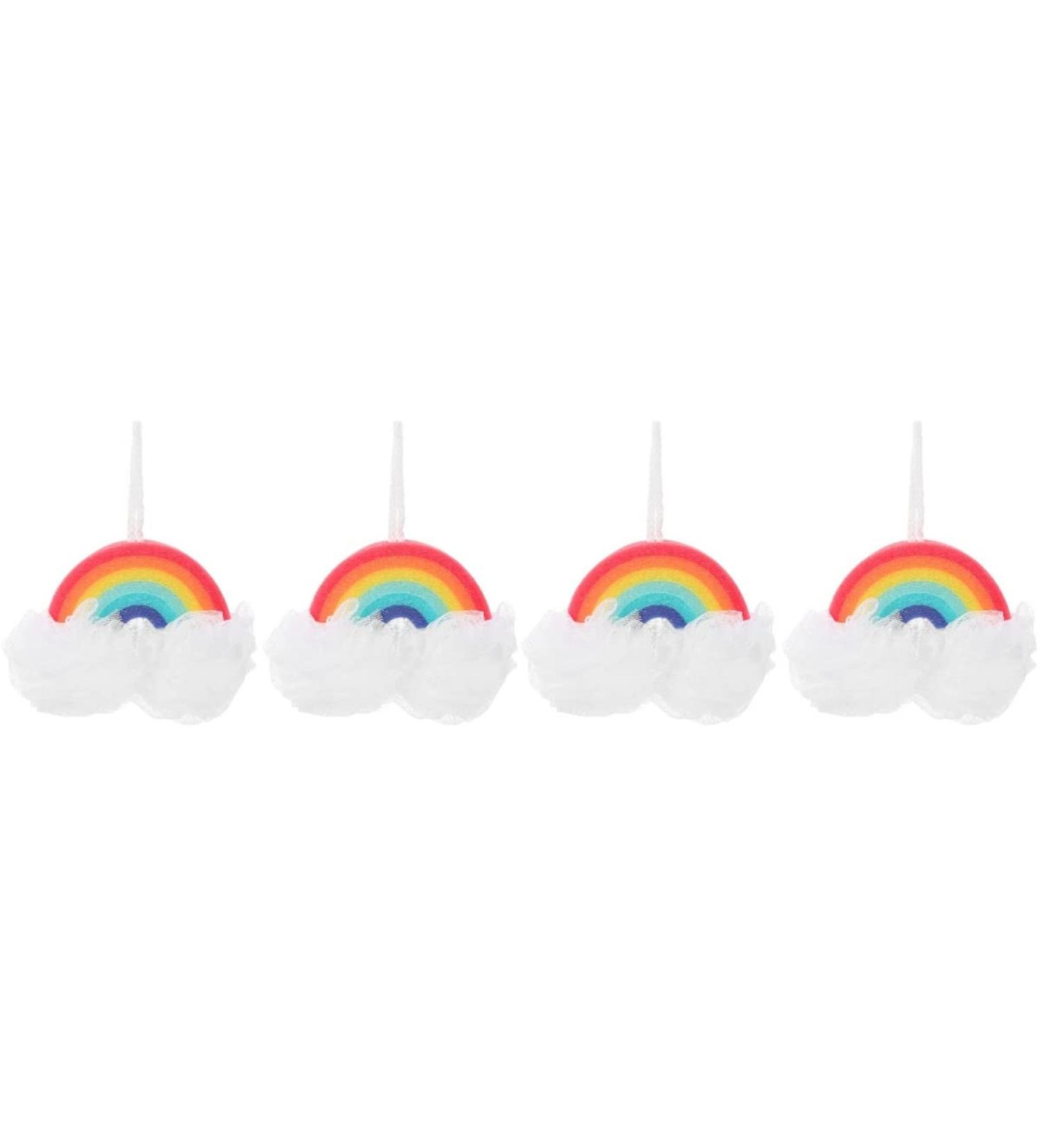 Kisangel Rainbow Bath Balls - 4 Pcs Colorful Bath Sponge & Scrubber - Perfect for Rainbow Parties & Shower Decorations - Buy Online on GoSupps.com