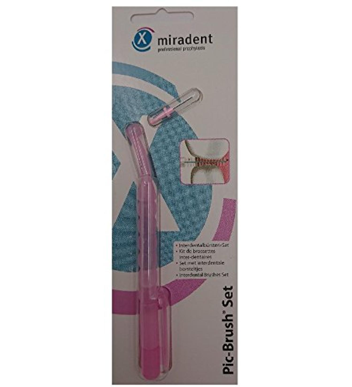 Mirandent Professional Prophylaxis - Pic-Brush Interdental Brush Set Pink Transparent