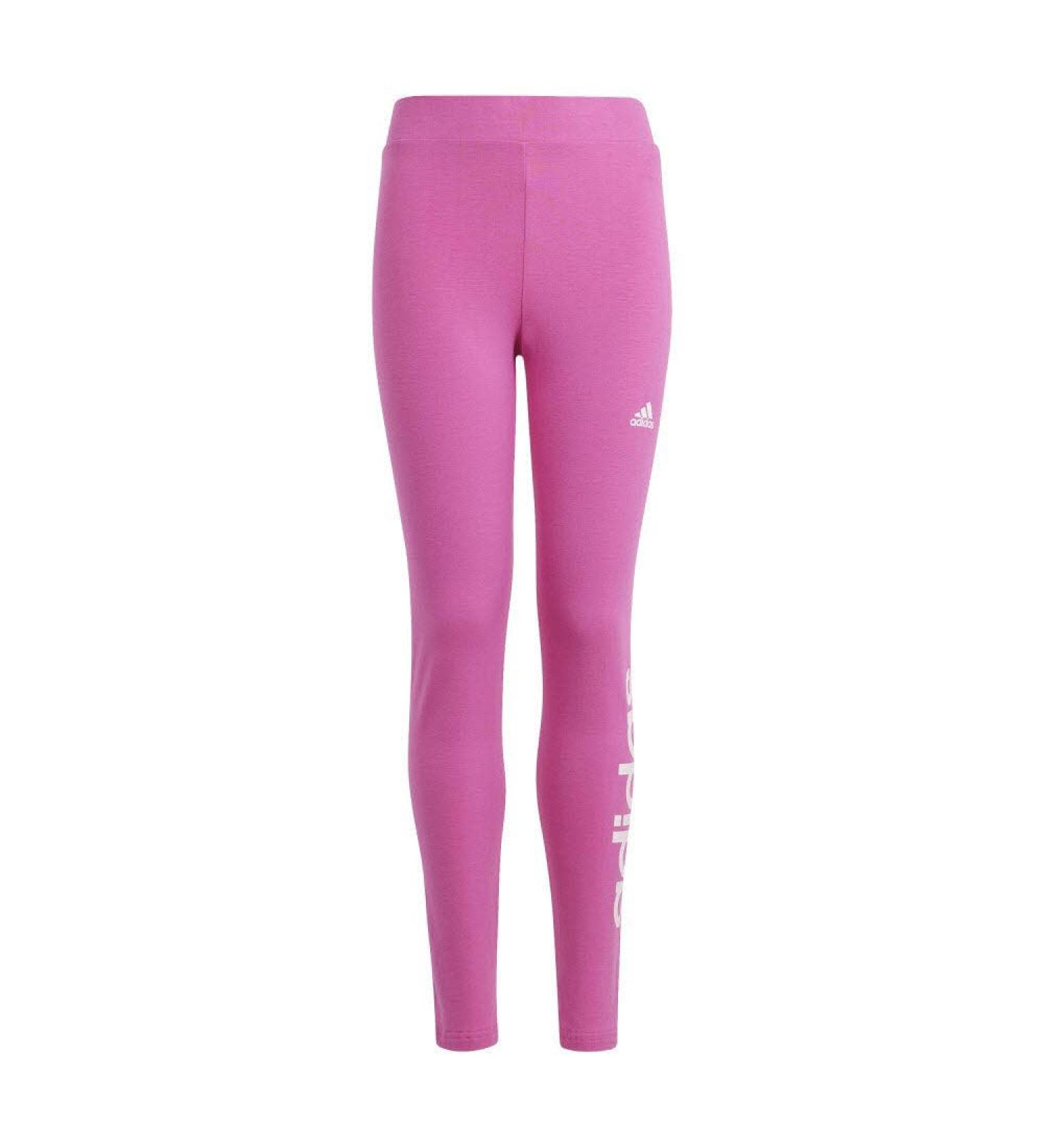 adidas Girls Essentials Linear Logo Cotton Tights Leggings 9-10 Years Semi Lucid Fuchsia/Clear Pink