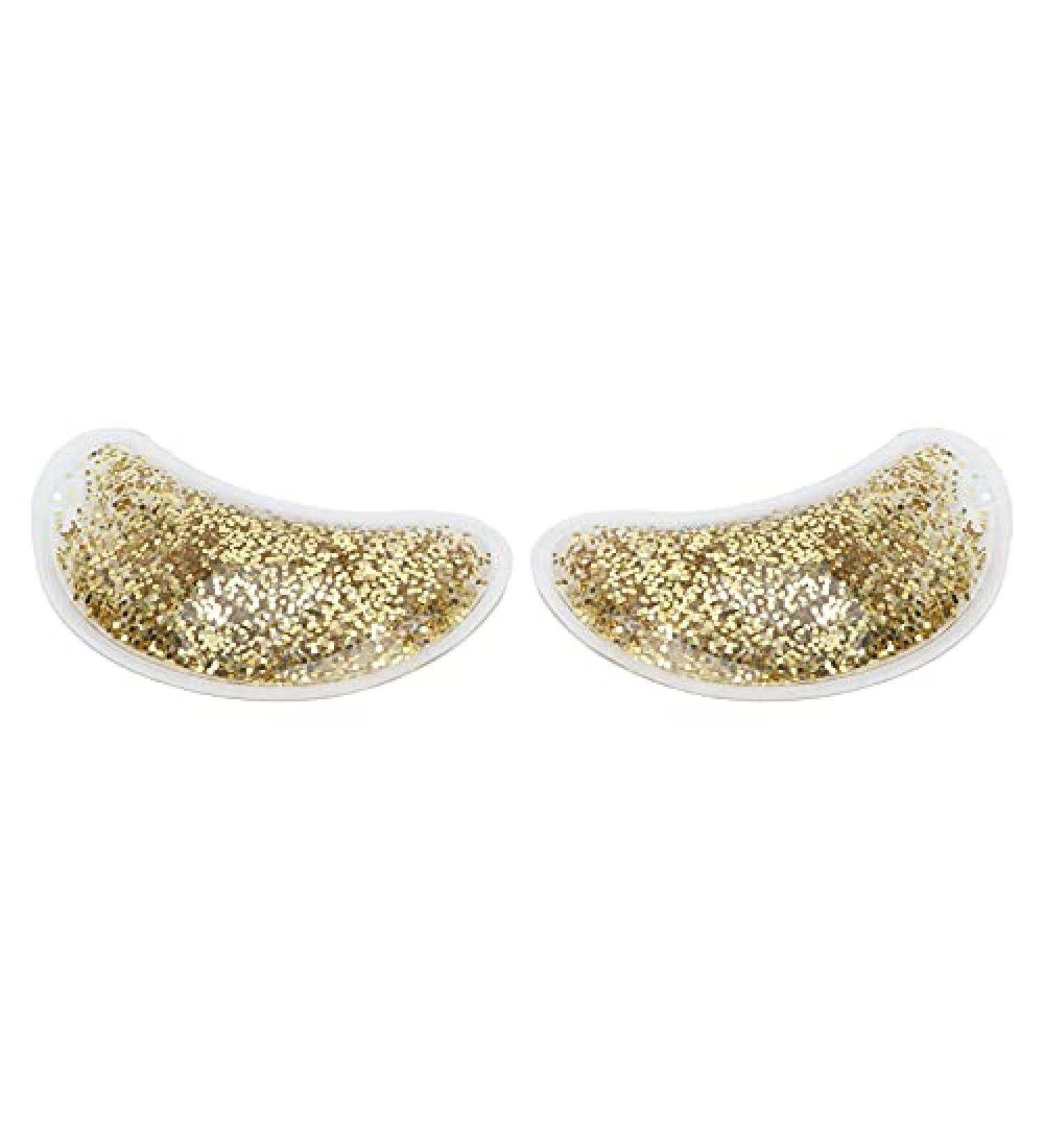 Hot Cold Therapy Eye Gel Bag - Reduce Dark Circles & Swelling | Reusable Cooling Mask | Glitter Golden Design - Buy Online on GoSupps.com