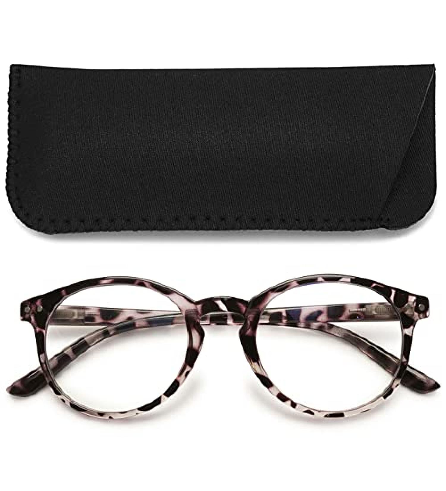 Buy Blue Light Blocking Round Reading Glasses for Women - Leopard Spring Hinges 1.75x - Computer Eye Protection - Buy Online on GoSupps.com