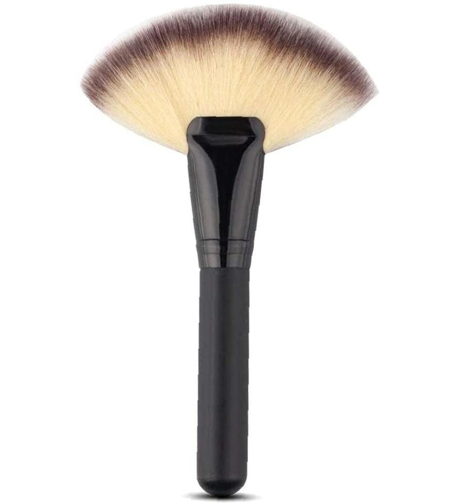 1Pc Big Black Fan Brush - Versatile Makeup Tool for Blush Concealer & Powder - Portable Face Brush for Beauty & Personal Care - Buy Online on GoSupps.com